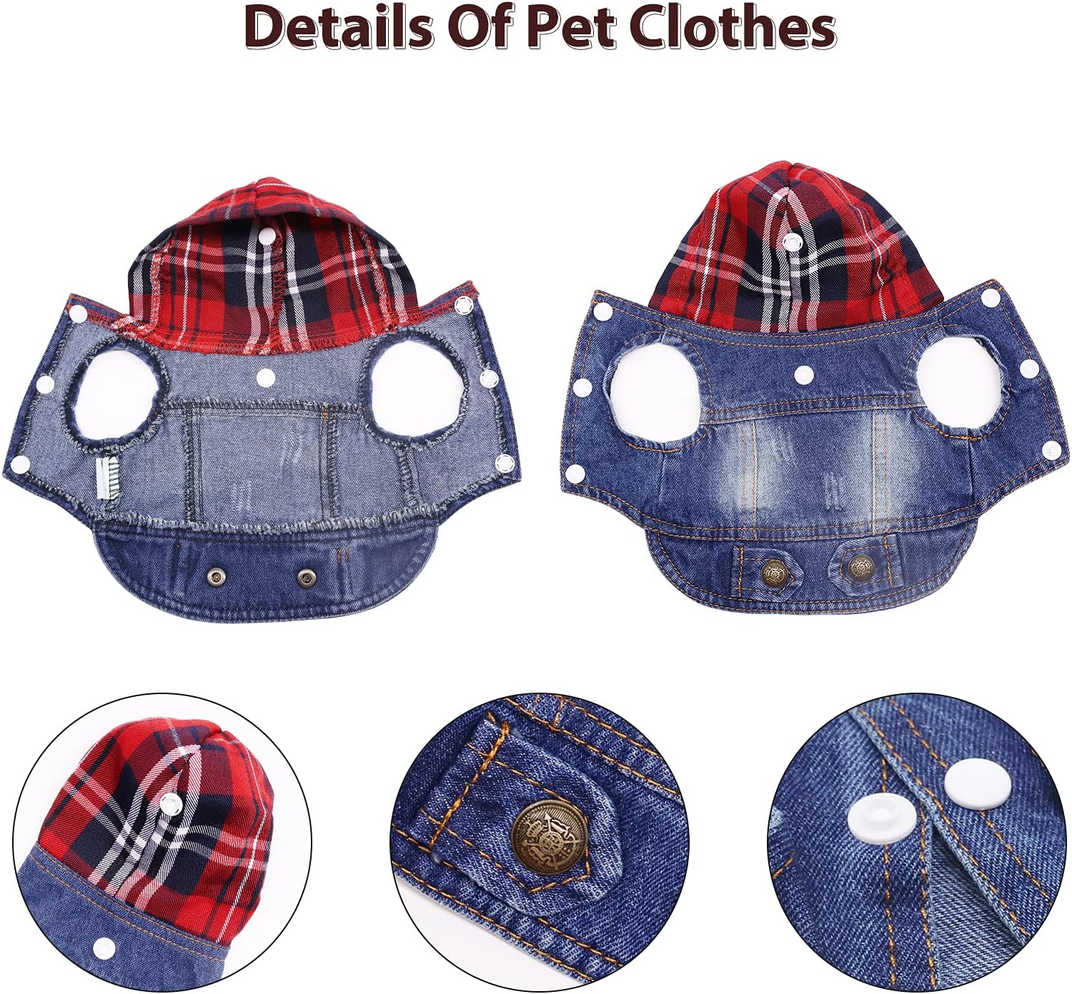 SILD Pet Dog Jeans Jacket Vest with Hooded Blue Dogs Hoodies Denim Cat Coat | Boy Girl Male Dogggie Puppy Cute Vintage Cool Classic Small Medium Machine Washable Apparel Clothes Outfit T-Shirts Costume