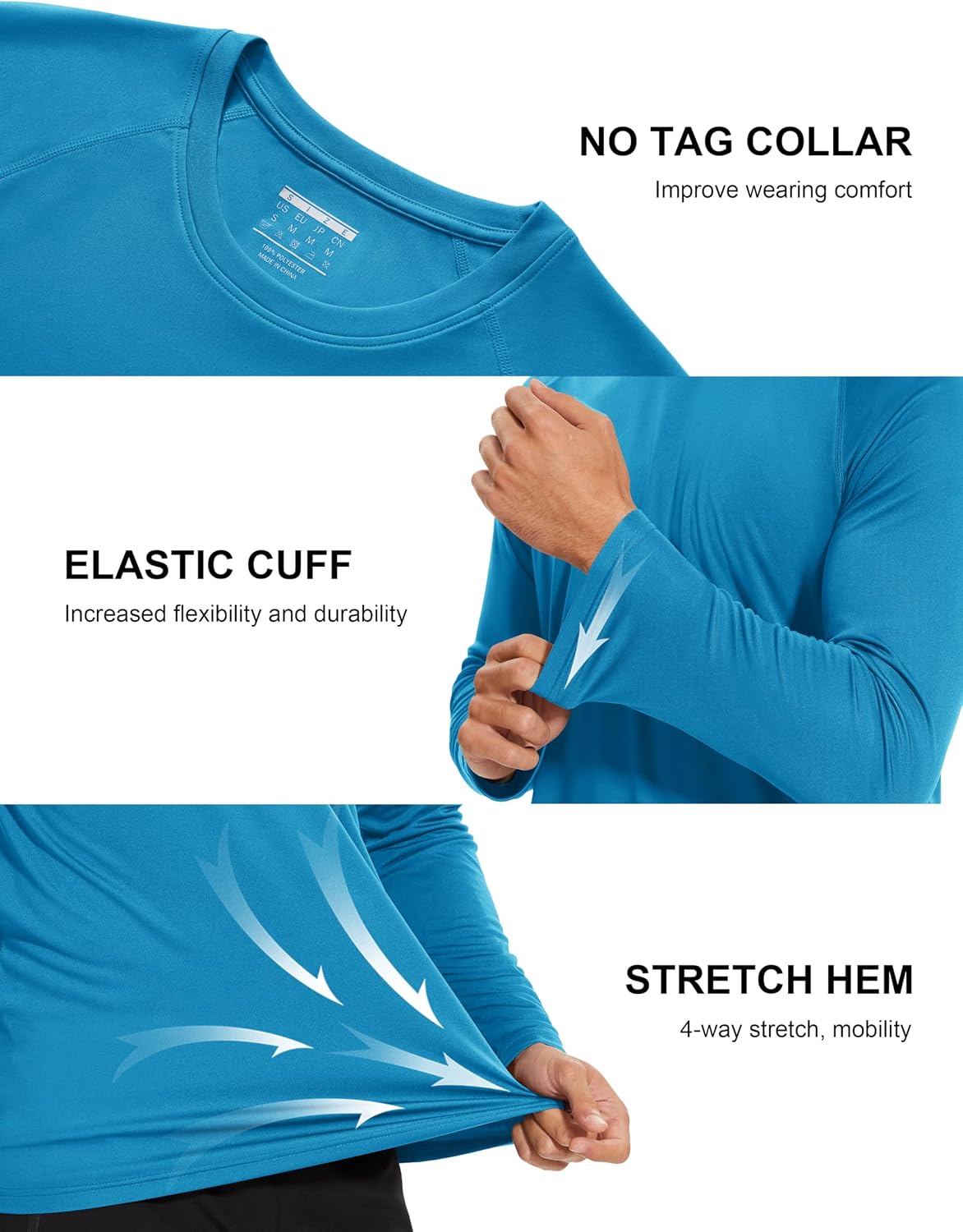 MAGCOMSEN Men's Long Sleeve Shirts UPF 50+ UV Sun Protection Athletic Shirts for Hiking Running Workout Rash Guard