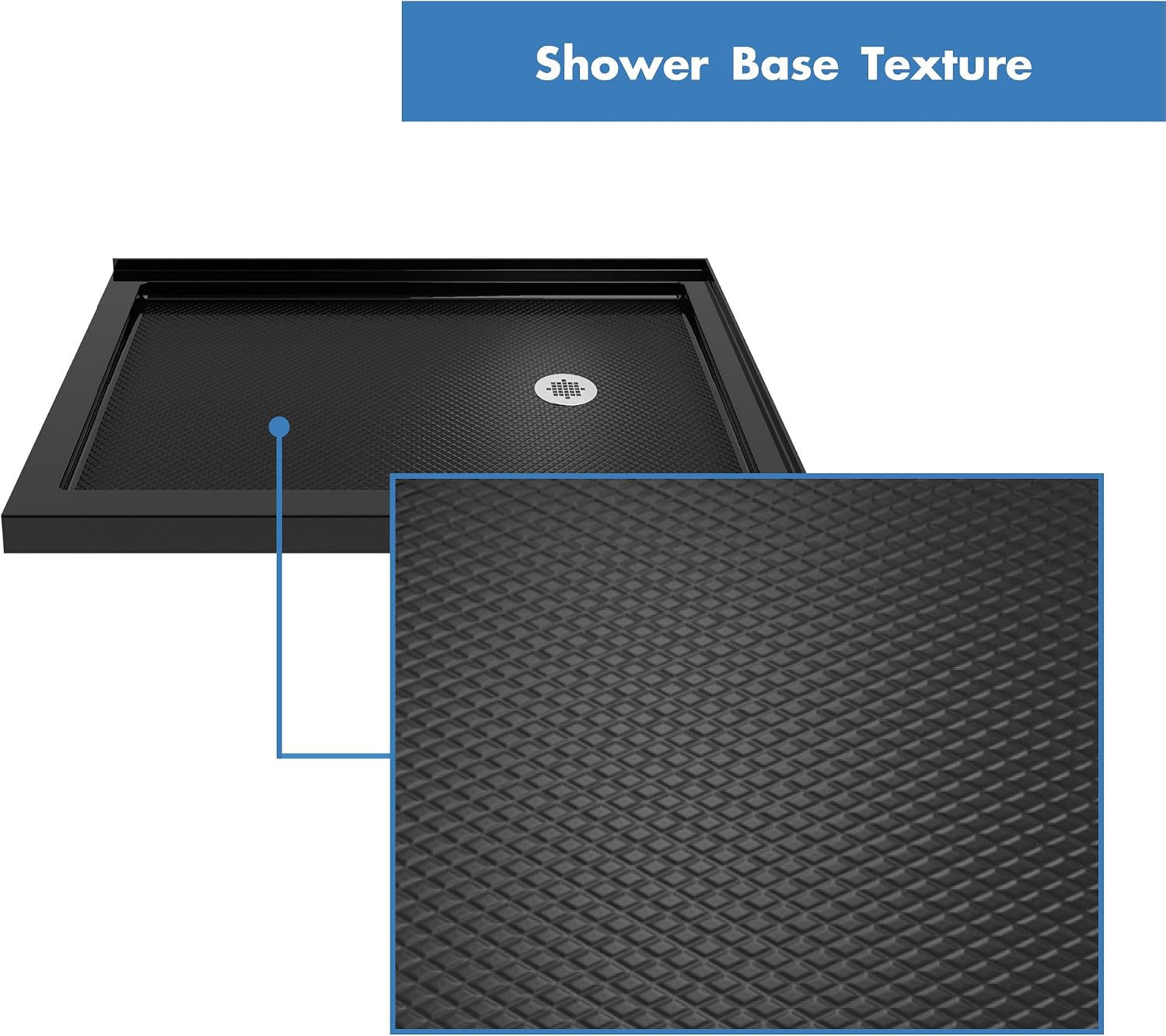 DreamLine SlimLine 34 in. D x 48 in. W x 2 3/4 in. H Right Drain Double Threshold Shower Base in White, DLT-1034482