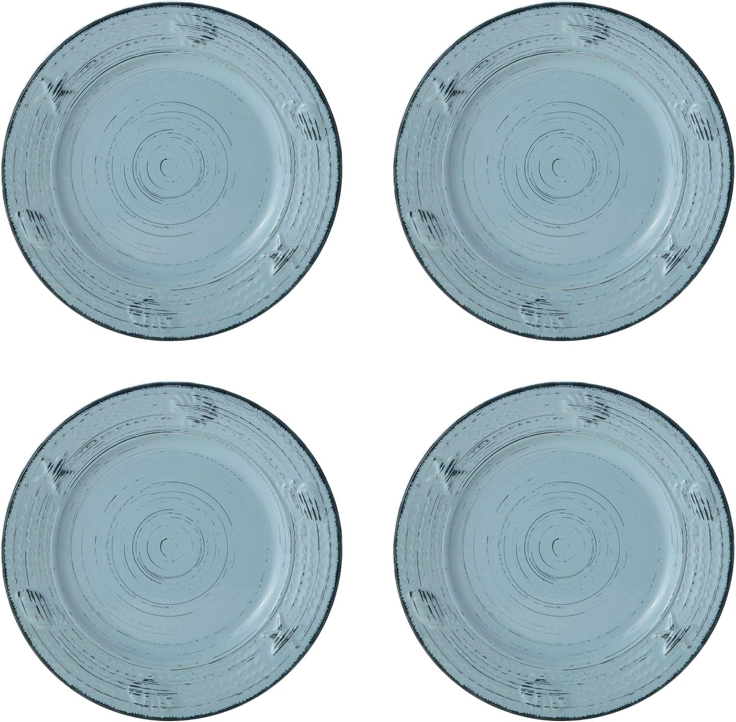 Pfaltzgraff Trellis White 16-Piece Stoneware Dinnerware Set, Service for 4, Distressed White Finish, Microwave & Dishwasher Safe Plates and Bowls