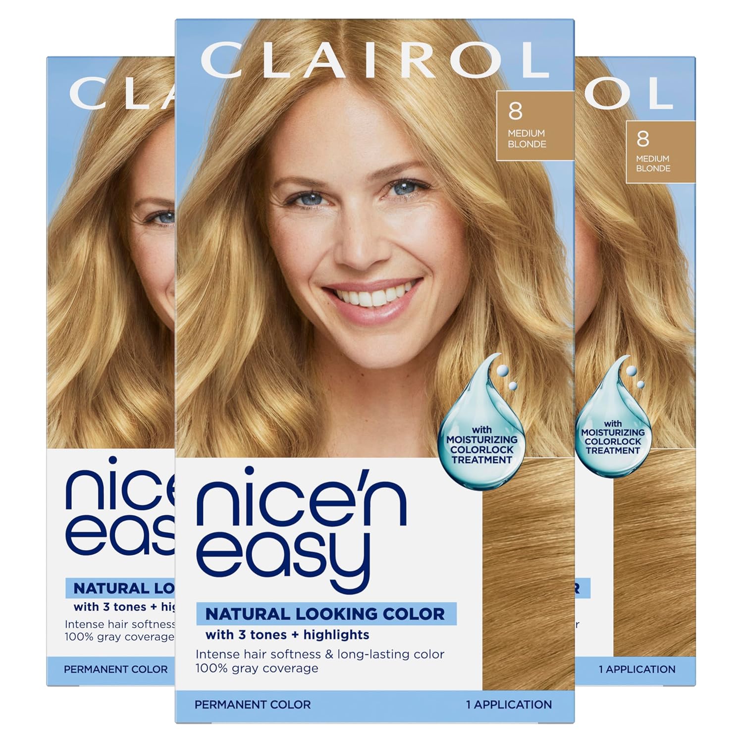 Clairol Nice'n Easy Permanent Hair Dye, 6A Light Ash Brown | Pack of 3