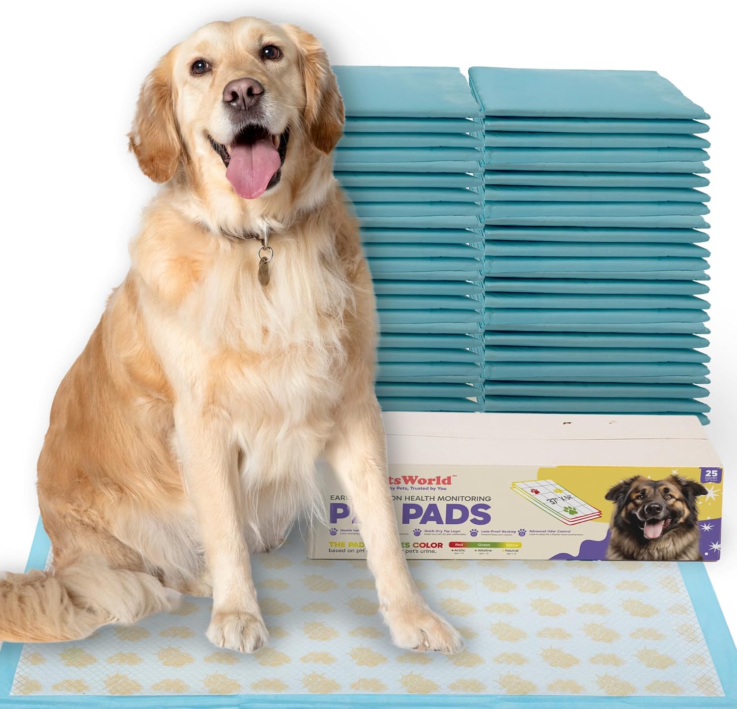 PetsWorld Enormous Dog Pee Pads 37"x54" 50 Count – XXXL Pet Pee Pads for Giant Dogs & Pets, Heavy Duty Leak-Proof Dog Training Pads, Super Absorbent Quick-Dry Potty Pads with Adhesive Tabs