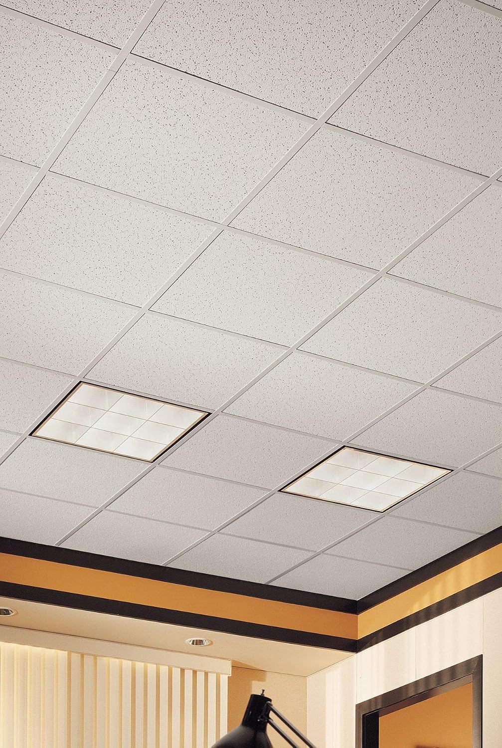 Armstrong Ceiling Tiles; 2x2 Ceiling Tiles - 16 pcs White; Acoustic Ceilings for Suspended Grid; CORTEGA 704