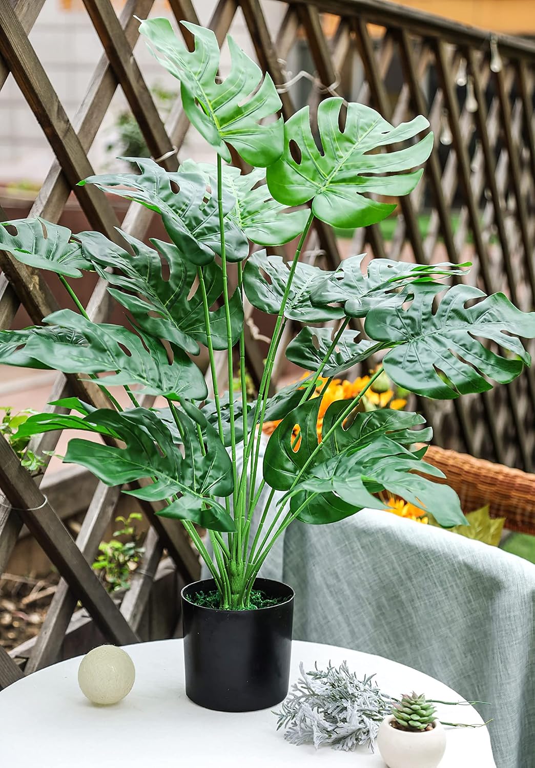 Toopify 28" Fake Plants, Artificial Monstera in Black Pot for Office Decor