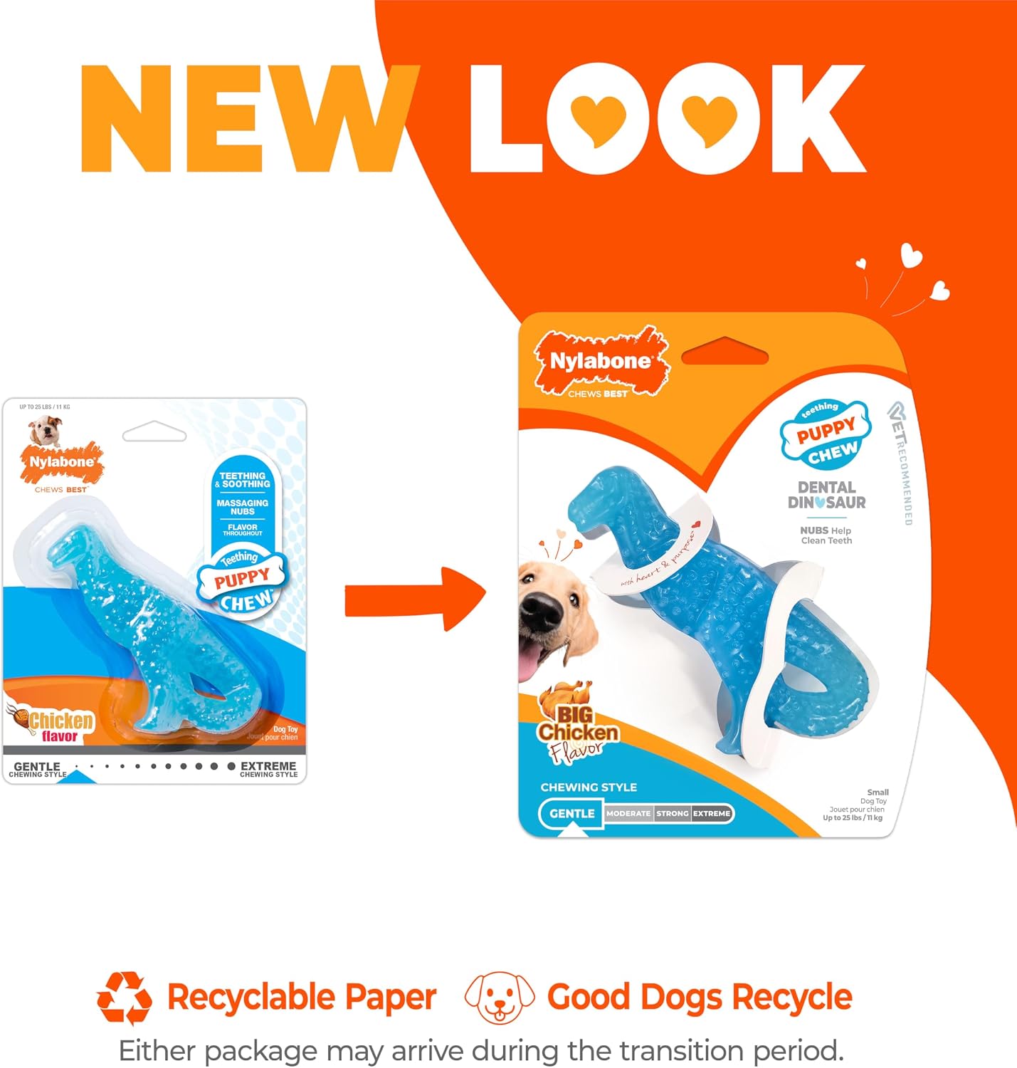 Nylabone Puppy Pacifier Chew Toy, Teething Toys for Puppies up to 25 lbs | Puppy teething toys with bacon flavor, soft material, textured nubs massage gums