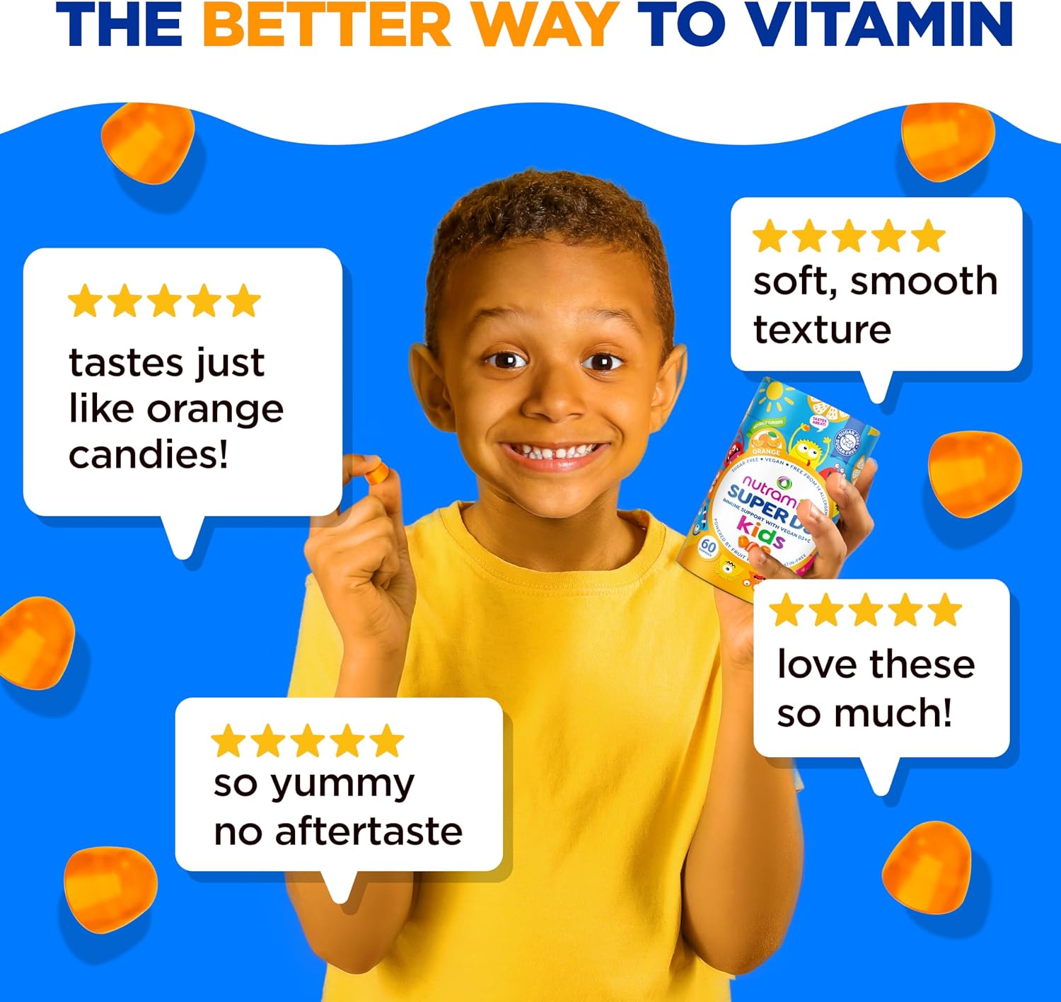 NUTRAMIN Sugar-Free Gummy Multivitamins for Kids, Allergen-Free, 90 Count
