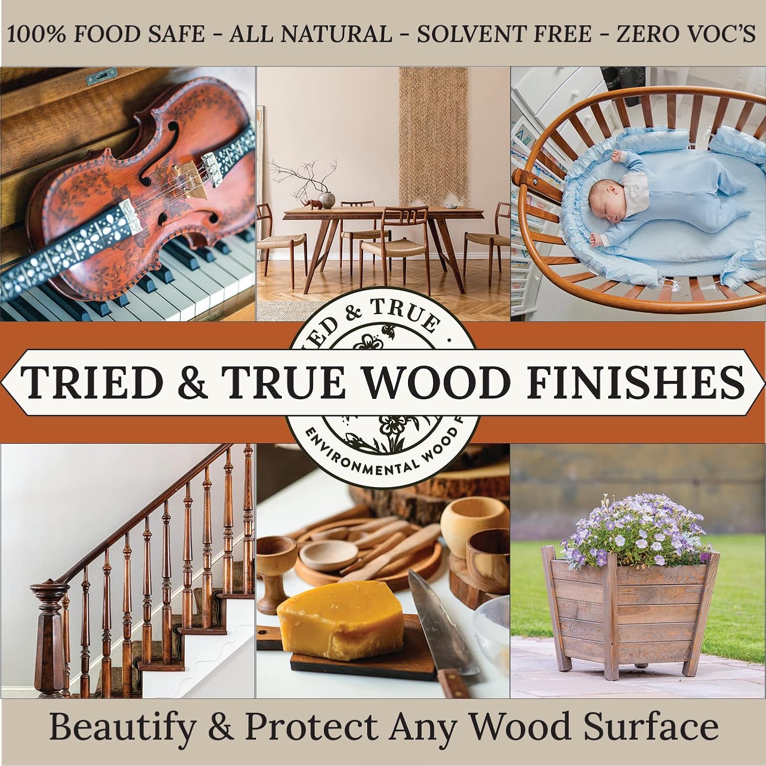 Tried & True Danish Oil, Pure Polymerized Linseed Oil Wood Finish, Pint | Ideal for Furniture, Rustic Pieces, & Priming Wood for Other Oil or Epoxy-Based Products, Food Safe, Simple, Fast Curing