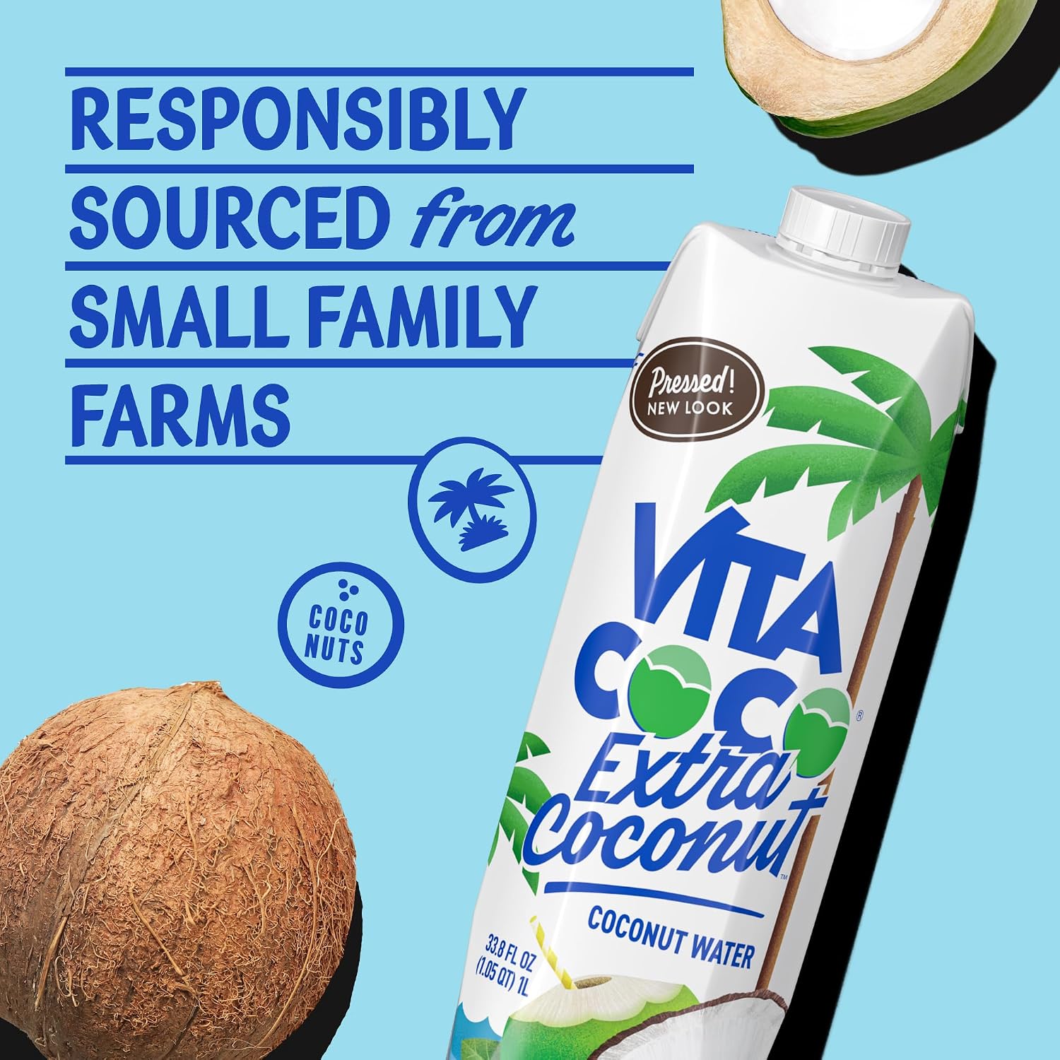 Vita Coco Coconut Water, Pure Original, Refreshing Coconut Taste, Natural Electrolytes, Vital Nutrients, 33.8 Oz (Pack of 6)