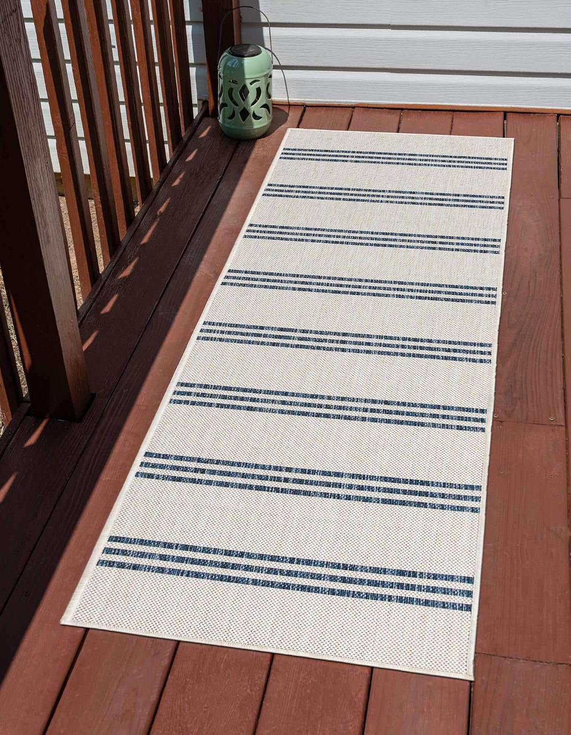 Unique Loom Outdoor Collection Area Rug - Anguilla (9' x 12' Rectangle, Blue/ Ivory)