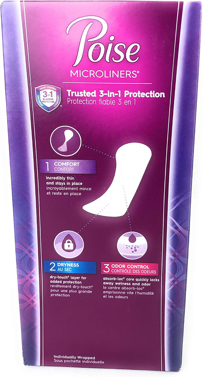 Poise Microliners, Long Length - Lightest Absorbency, 50 Count (Pack of 2)