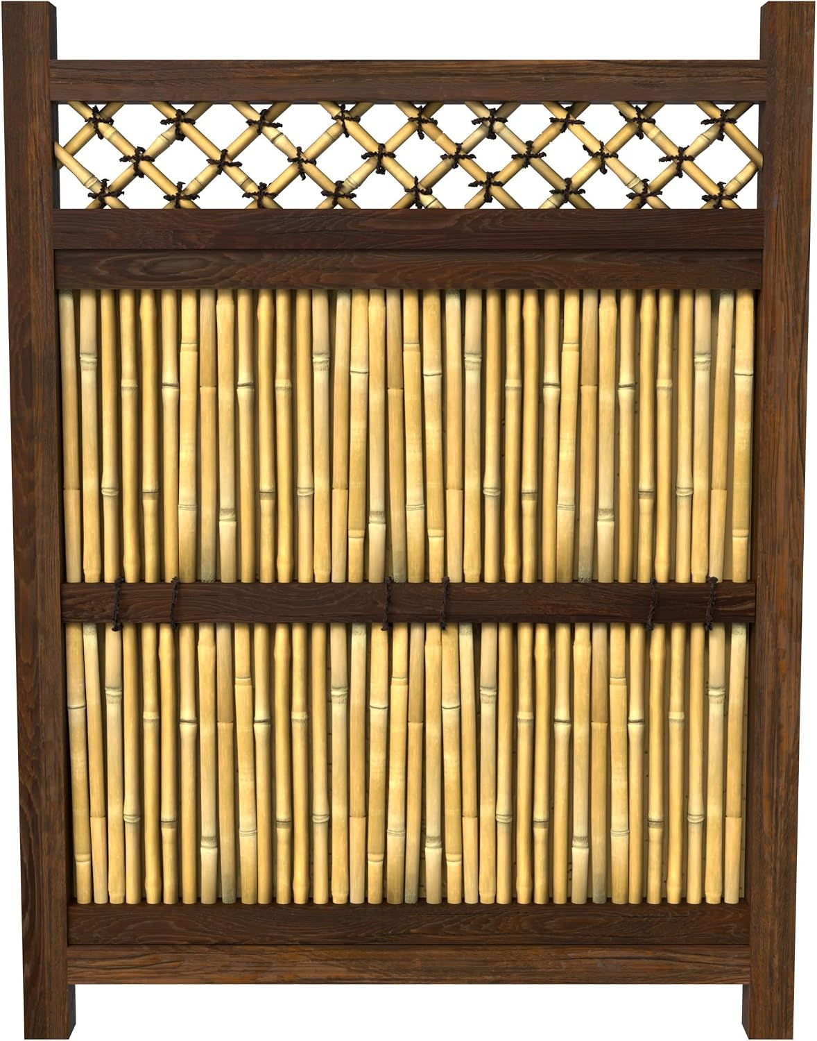 Red Lantern 4 x 1.5 ft. Japanese Bamboo Kumo Fence Panel, 4ft. x 2ft, Brown