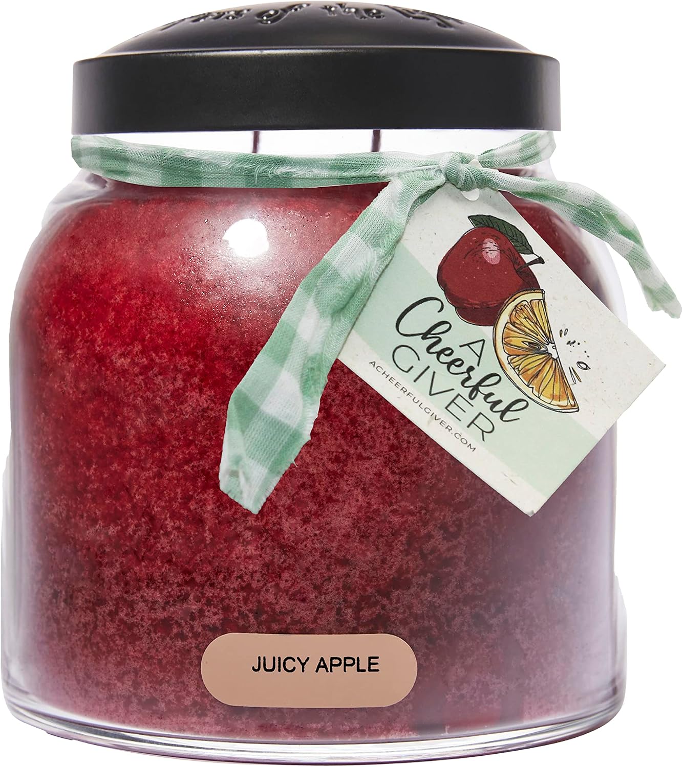 A Cheerful Giver - Juicy Apple - 34oz Papa Scented Candle Jar with Lid - Keepers of the Light - 155 Hours of Burn Time, Gift for Women, Red | Long Lasting Aromatherapy Candle with up to 155 Hours of Burn Time - Gift Ready (34oz)