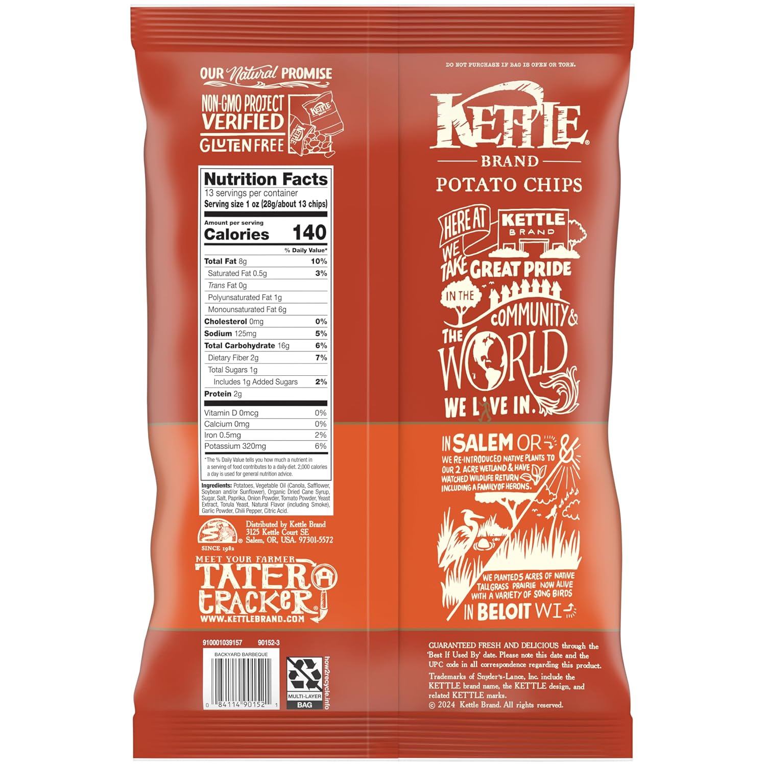 Kettle Brand Potato Chips, Backyard Barbeque Kettle Chips, 5 Oz