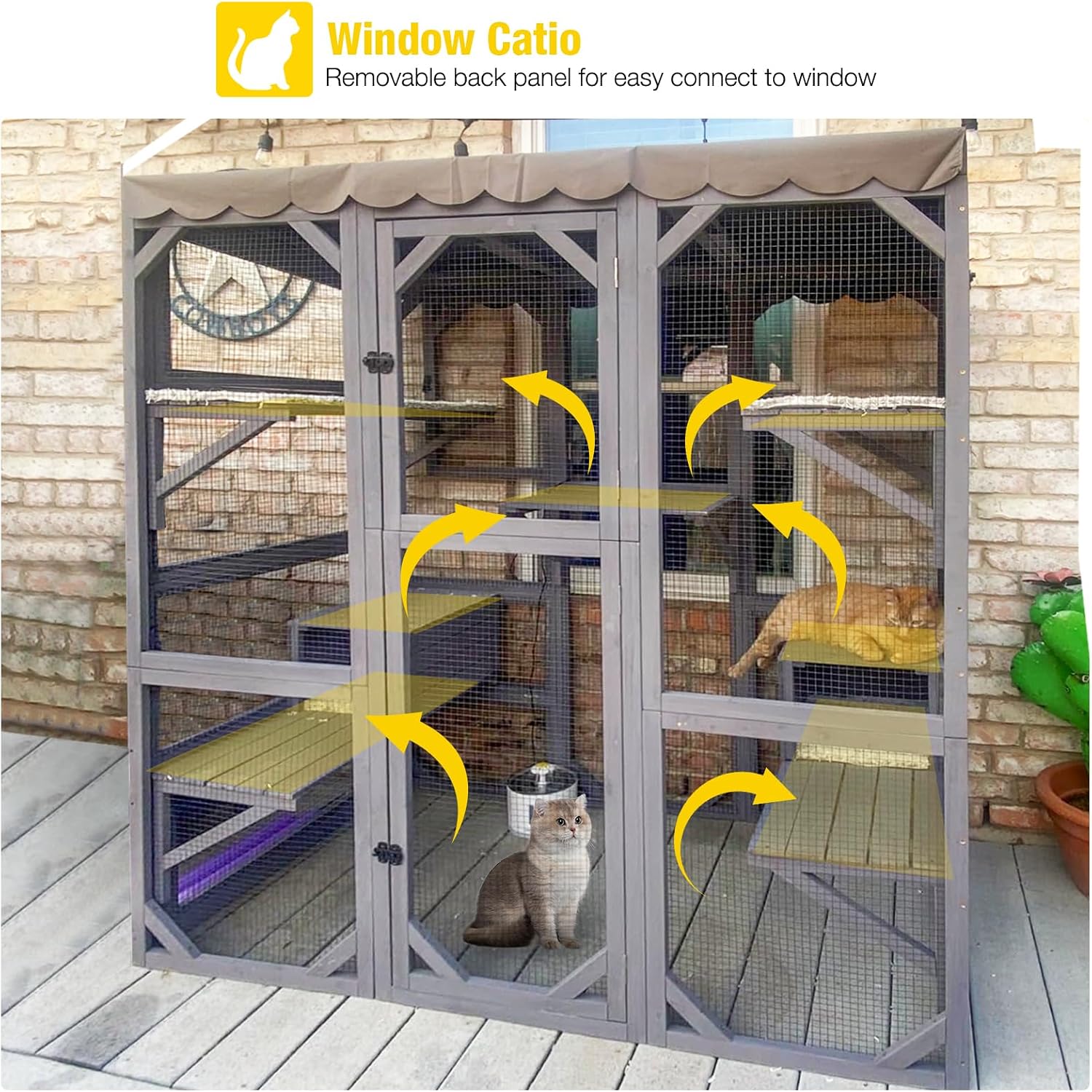 Aivituvin Extra Large Window Catio 5-Level Outdoor Cat Enclosure with Cover