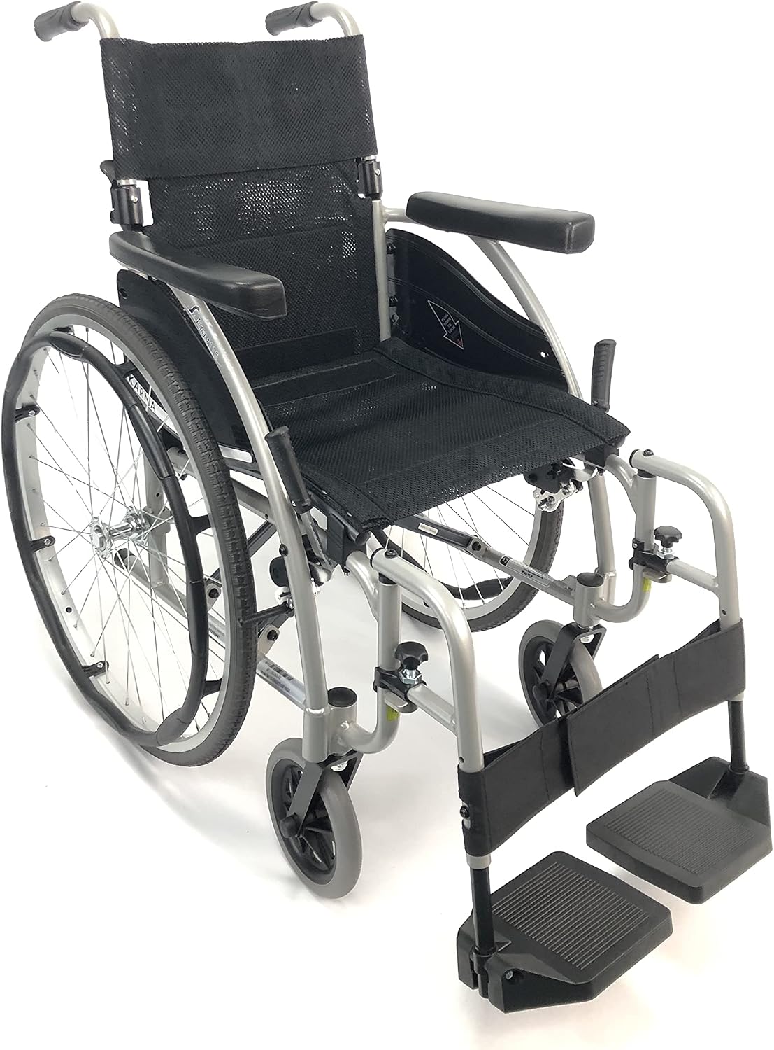 Karman 25 lbs Ergonomic Wheelchair with Removable Footrest 18" Silver