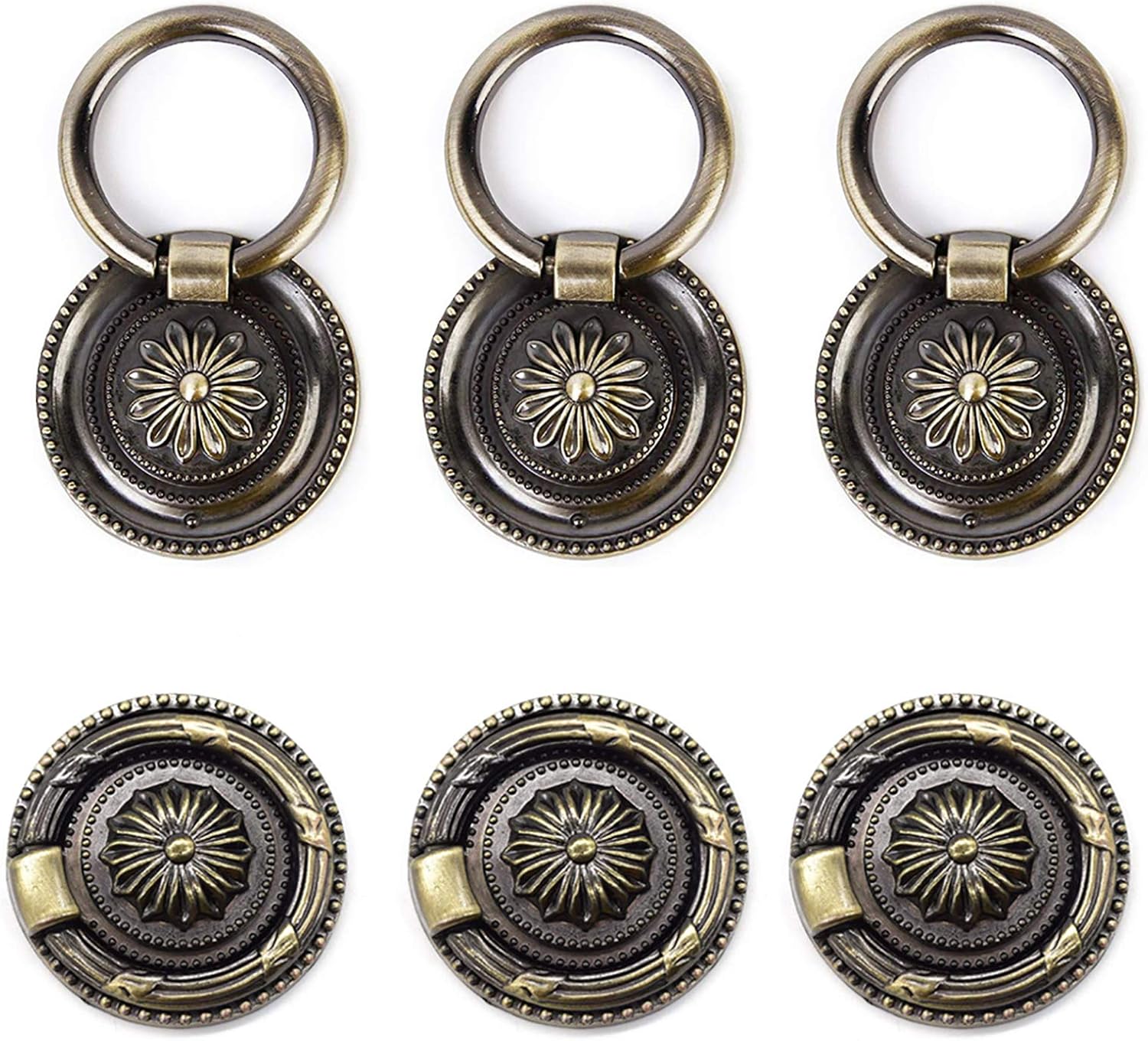 1.77 Inch Bronze Antique Drawer Pulls for Cabinet, 6 Packs