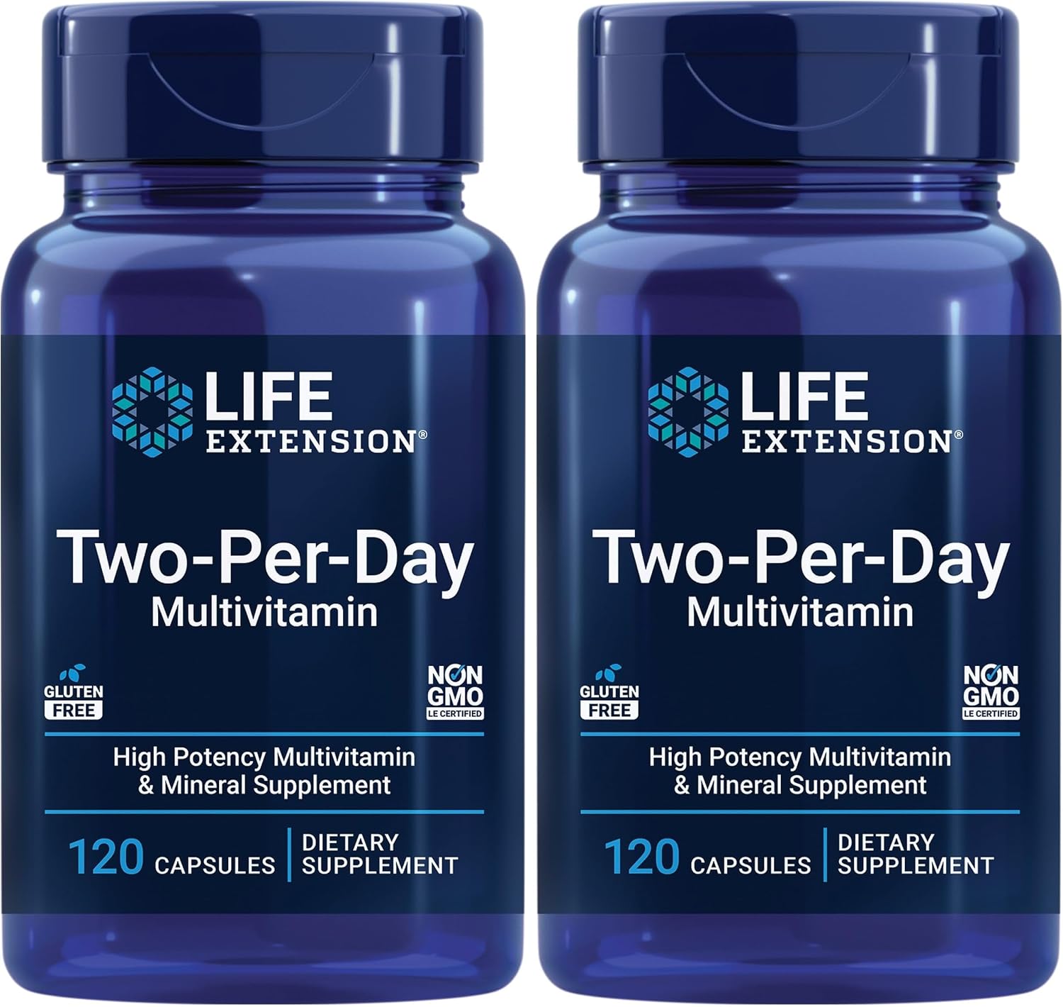 Life Extension Two-Per-Day Multivitamin, Vitamins B, C, D, zinc, Packed with Over 25 Vitamins, Minerals & extracts, Two-Month Supply, Non-GMO, Gluten-Free, 120 Capsules