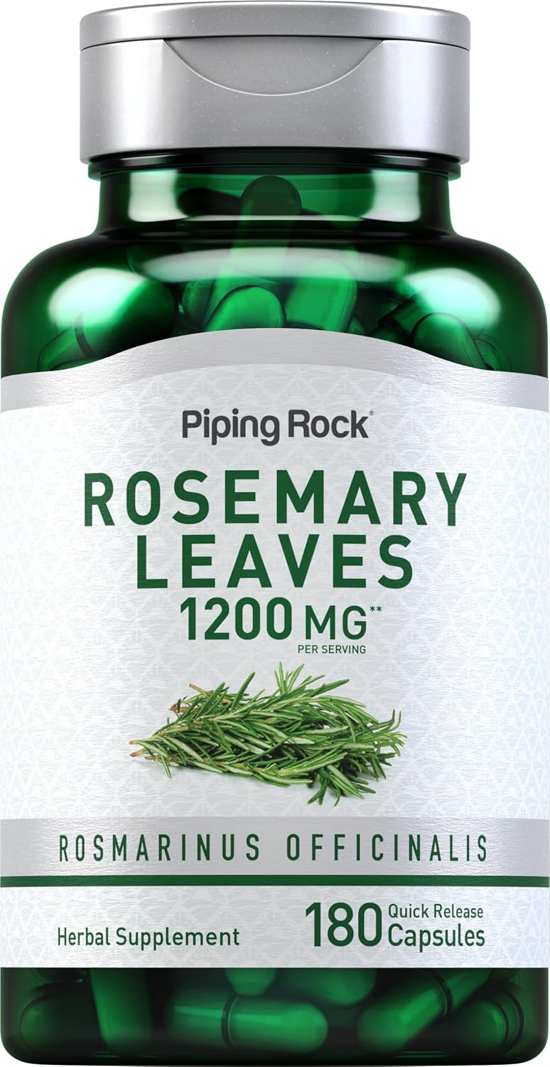 Piping Rock Rosemary Leaves | 180 Capsules | Herbal Leaf Extract Supplement | Non-GMO, Gluten Free