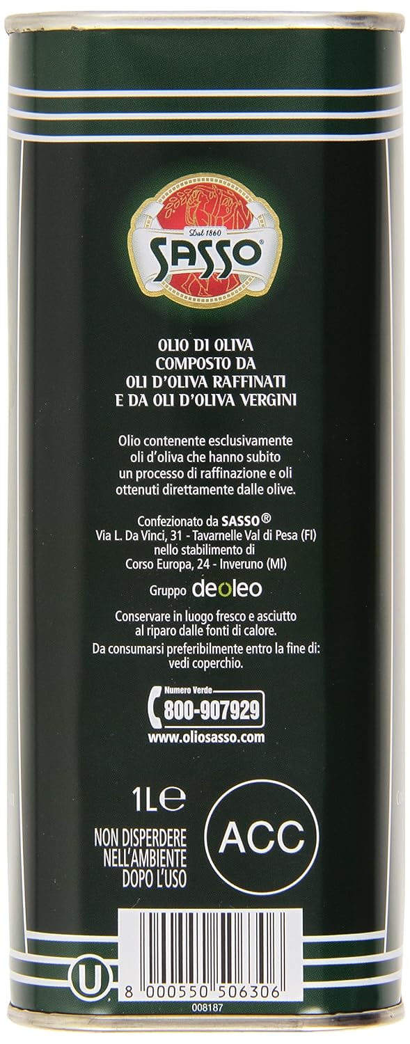 Sasso : "Olio Di Oliva" Olive Oil 1 Liter (33.8 Fl.oz.) [ Italian Import ] Y