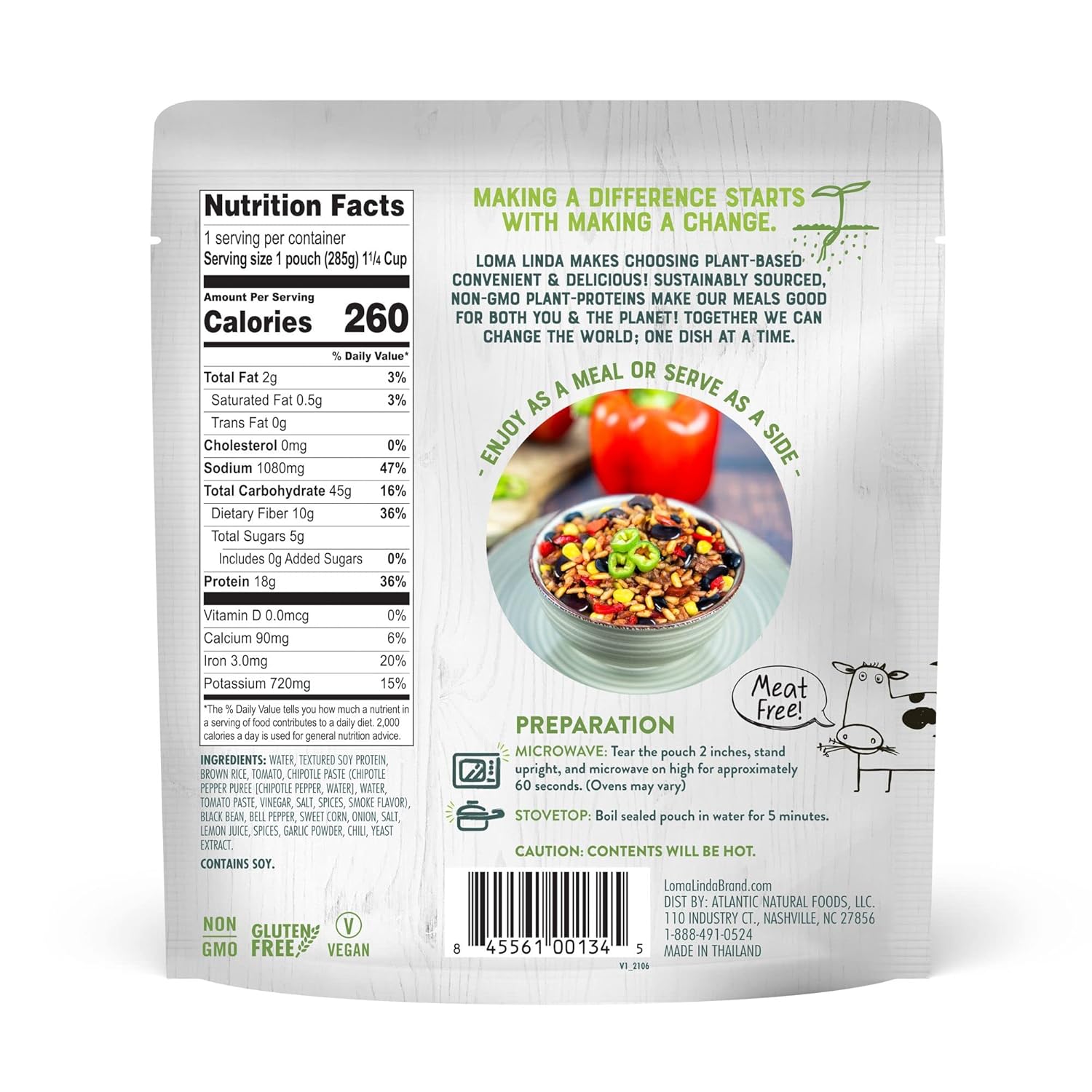 Loma Linda - Plant-Based Complete Meal Solution 10 oz. Packets (Southwest Chipotle Bowl, 6 Pack)