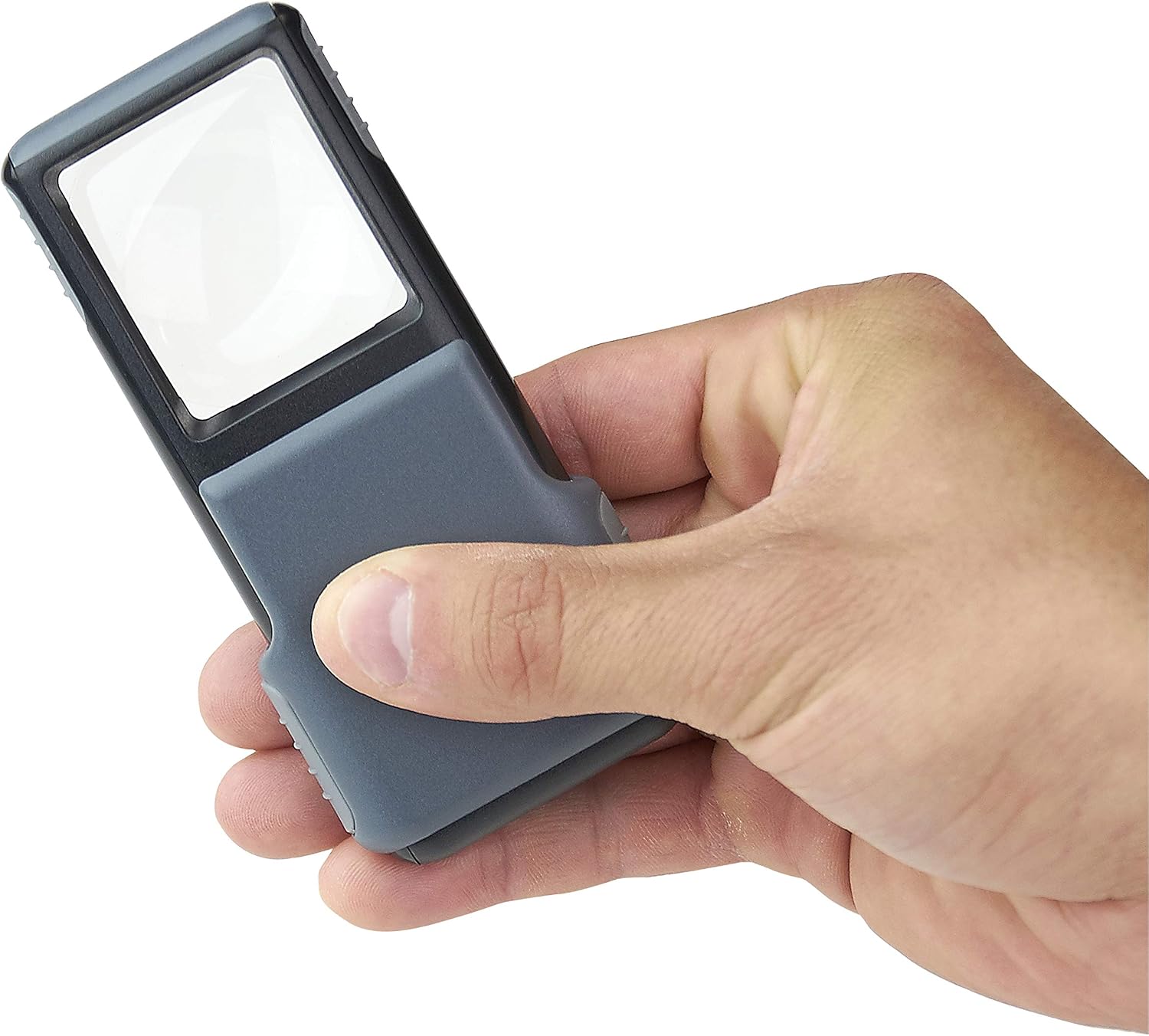 Carson MiniBrite LED Lighted Slide-Out Aspheric Magnifier with Protective Sleeve (PO-55), 5X, Gray