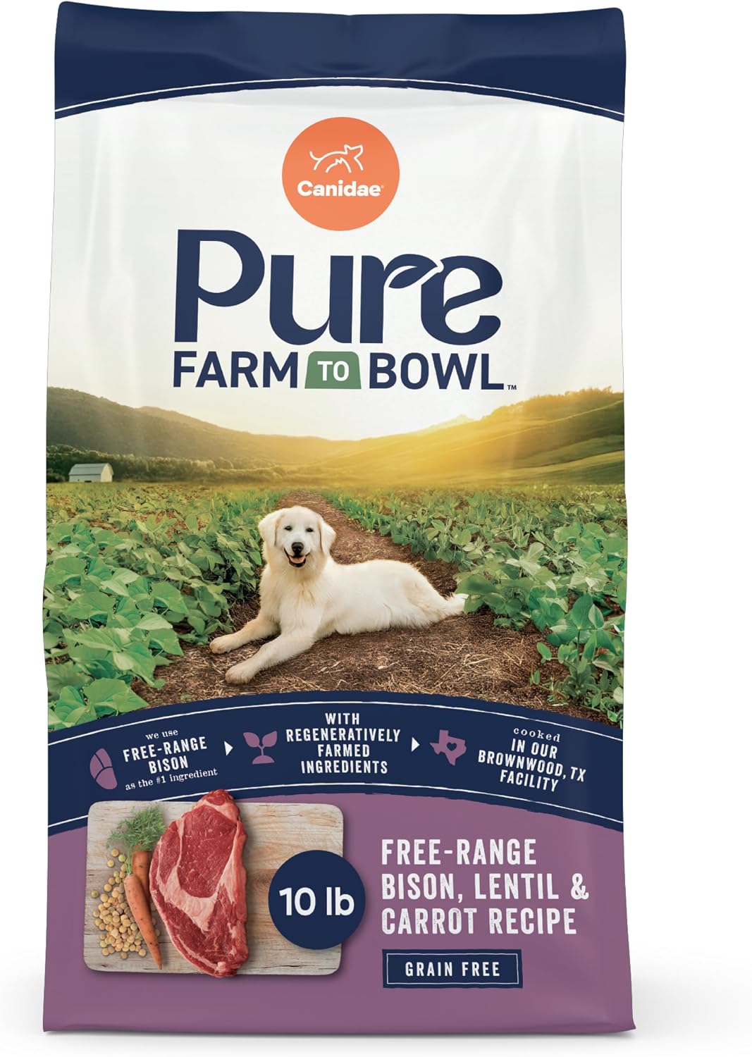 Canidae Pure Farm to Bowl Dry Dog Food - Balanced Nutrition for Adult Dogs - Limited Ingredient Formula - Grain, Wheat & Soy-Free - 22 lb - Wild-Caught Salmon & Sweet Potato Recipe