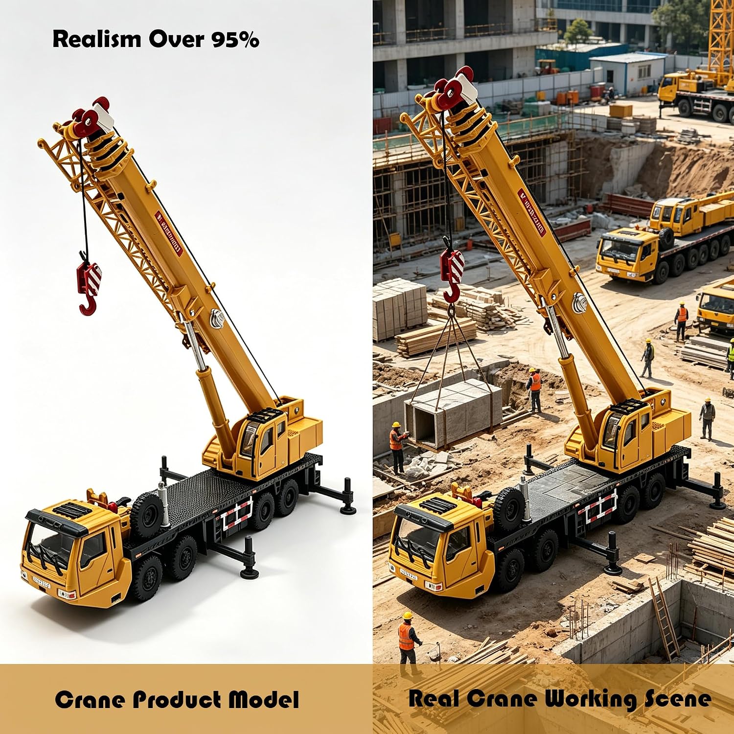 eMart Alloy Die-cast Model Toy Engineering Heavy Crane Truck Vehicle Car Simulation Miniature 1:55 Kids Gift
