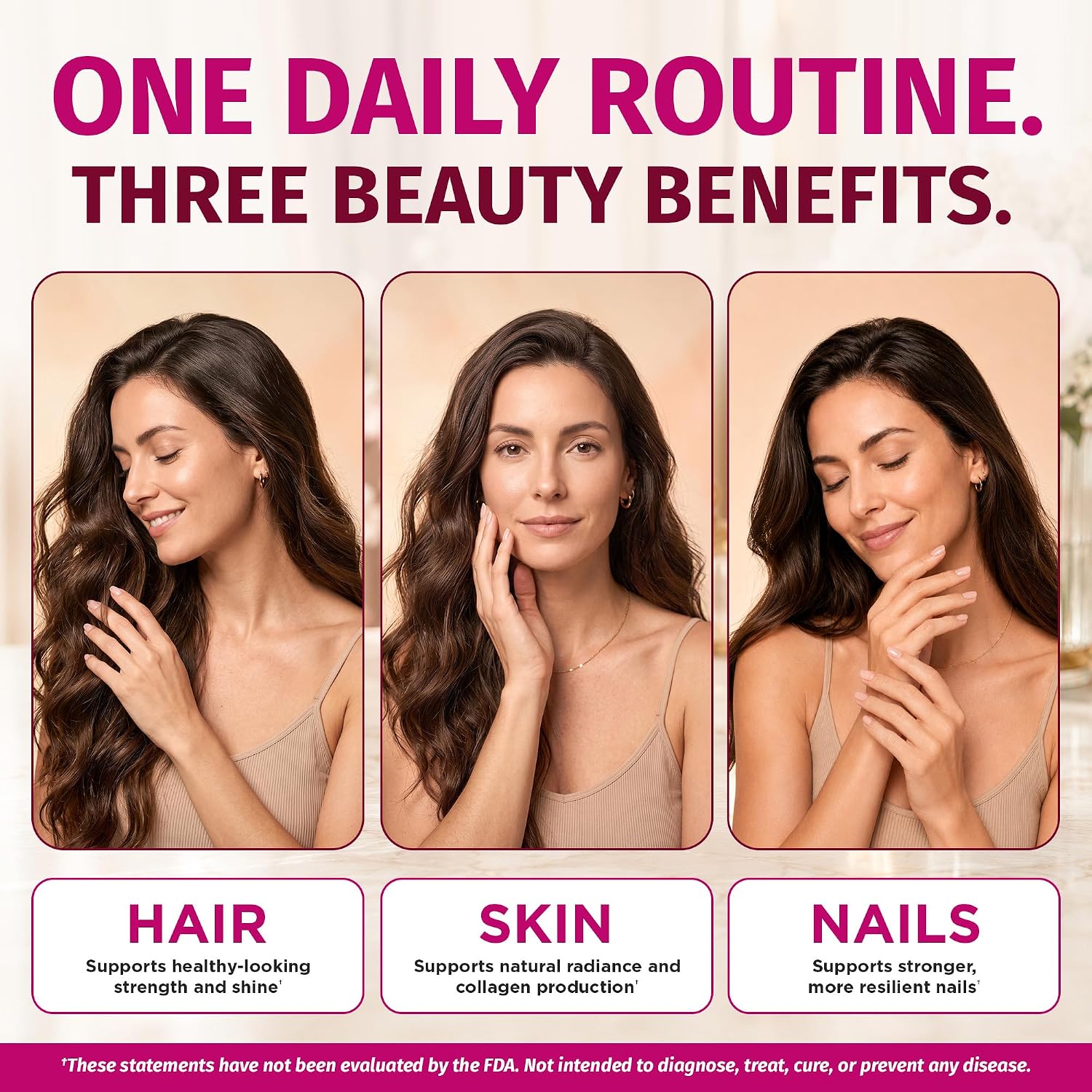 1 Body Hair Skin & Nails with Biotin, Vegan Vitamins, 60 Capsules | Look Good, Feel Confident. Supports healthy hair, skin, and nails as part of your daily beauty routine.*