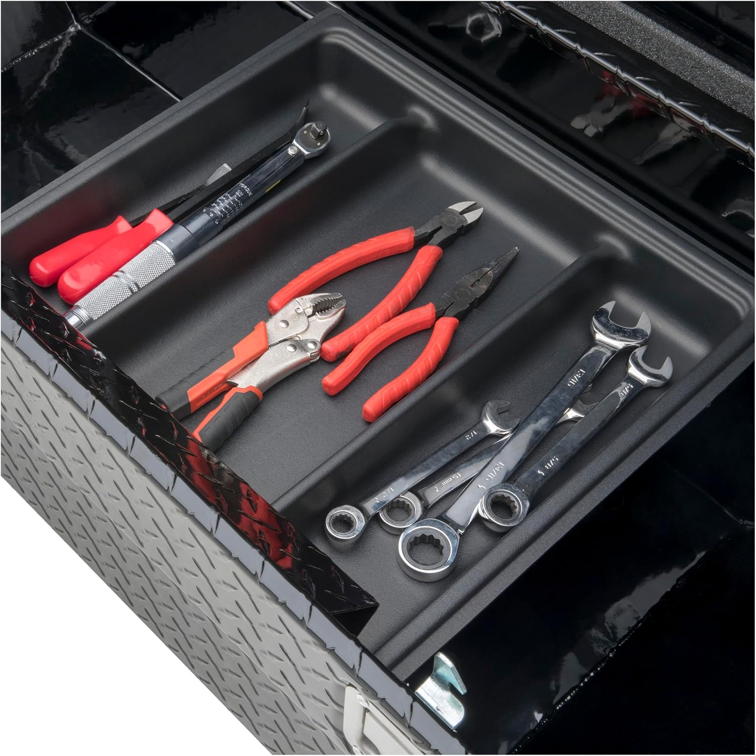 UWS EC10592 72-Inch Gloss Black Heavy-Wall Aluminum Truck Tool Box with Low Profile, RigidCore Lid