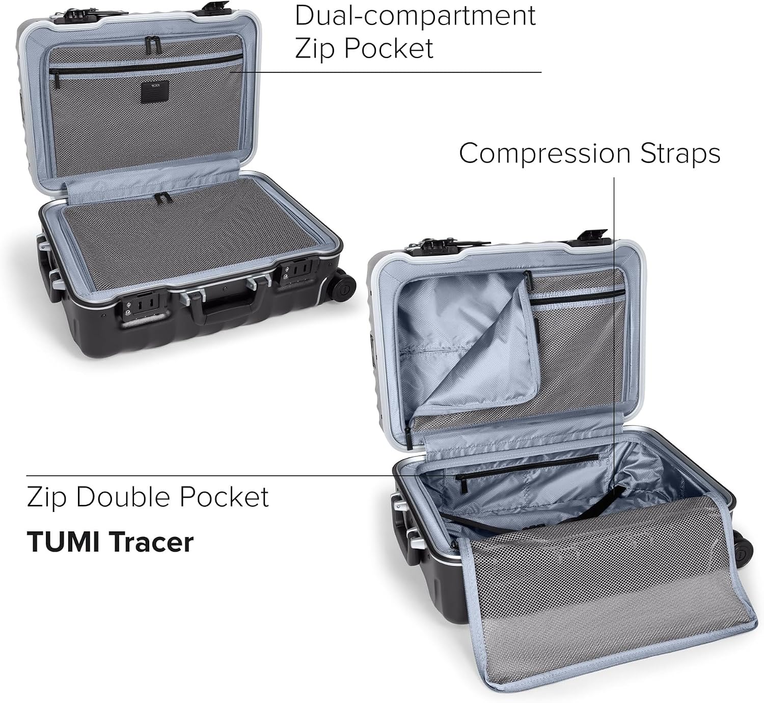 TUMI 19 Degree Frame Continental 4 Wheel Carry-On - Lightweight Suitcase - Hard Shell Luggage - 21.8" X 15.8" X 9.0" - Black Textured