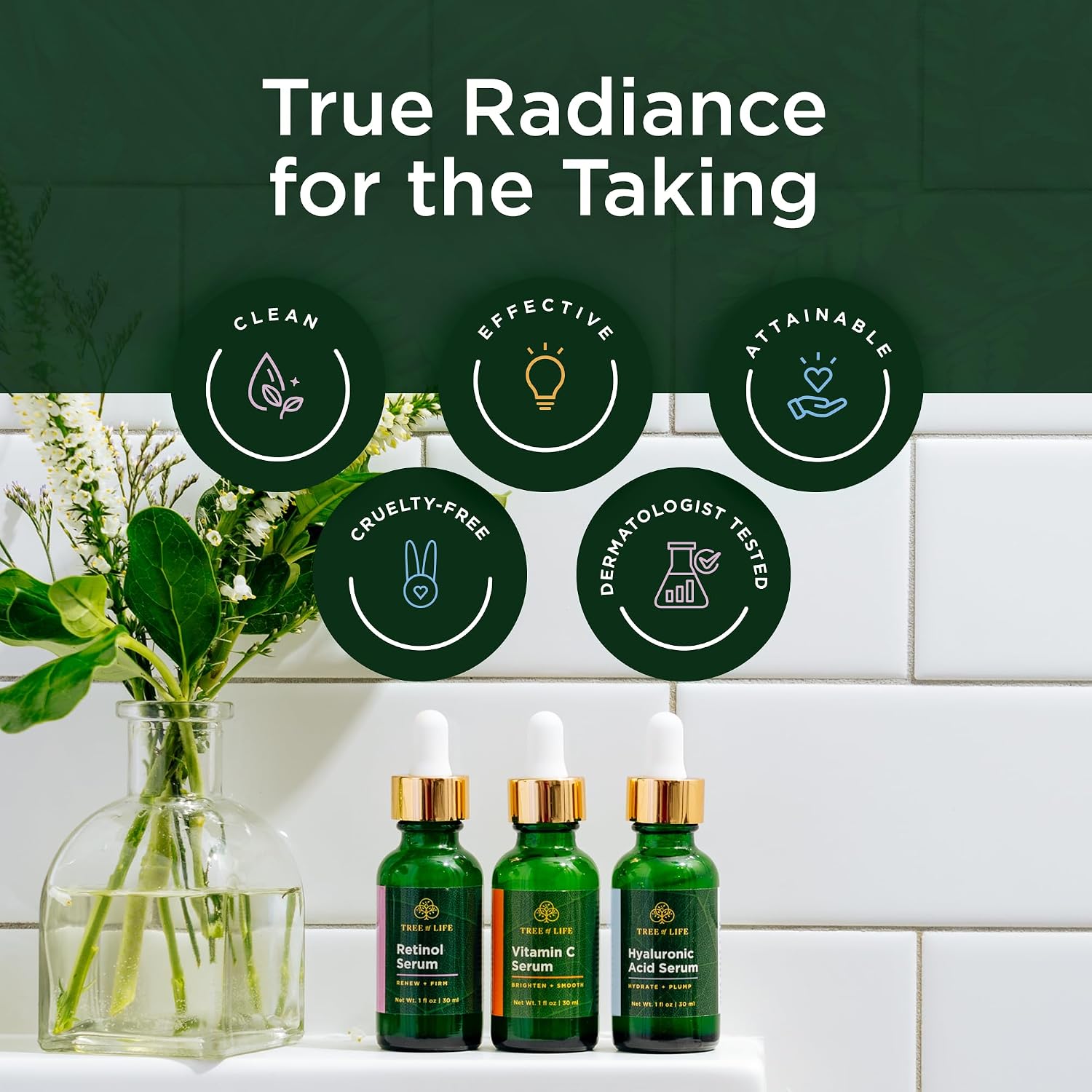 Tree of Life Vitamin C Serum for Face - Brightening and Hydrating Face Oil for Dark Spots and Fine Lines - Suitable for Sensitive Skin - Dermatologist Tested Skin Care - 1 Fl Oz | Brightening Vitamin C serum for face. Hydrating face oil that targets dark…