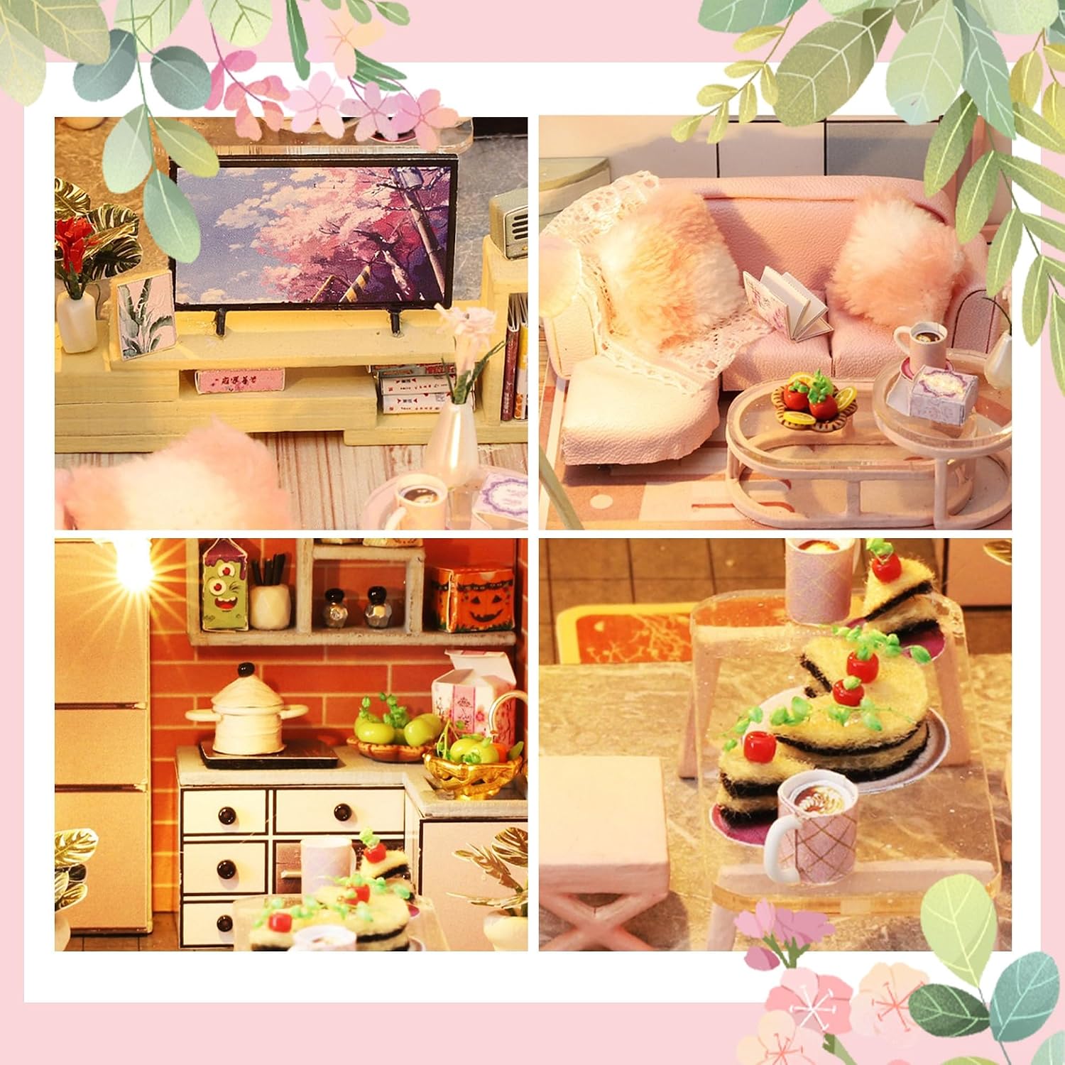 Flever Dollhouse Miniature DIY House Kit Creative Room with Loft Apartment Scene for Romantic Artwork Gift (Tranquil Life)
