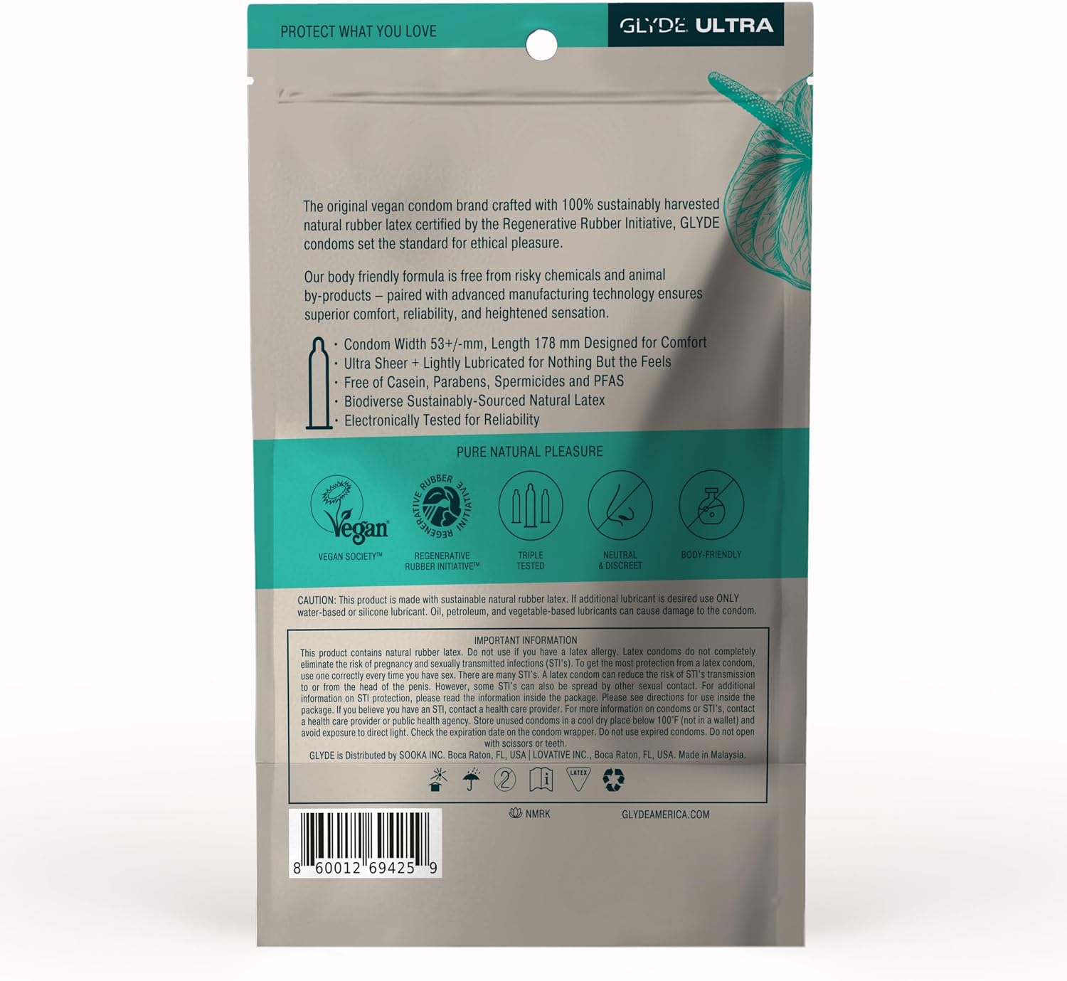 GLYDE Ultra Standard Fit Condoms - Ultra-Thin Medium Size - 12 Count, 53mm | Fragrance-Free, Lightly Lubricated, Body-Friendly, Vegan Formula Condoms, Strong and Secure Fit for Comfort and Natural Feel