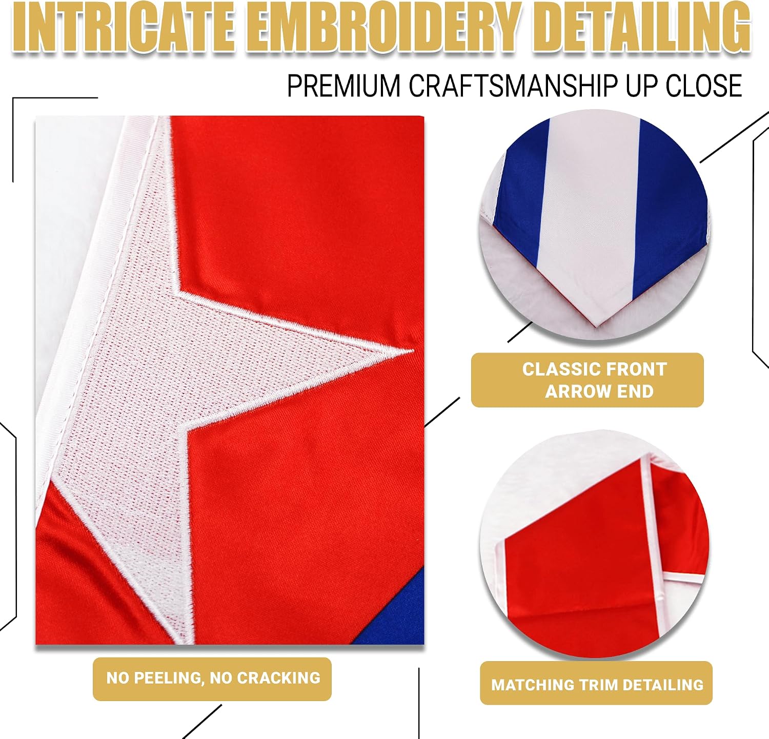 YOXEULL National Flag Embroidered Graduation Stole with Trim, Graduation Sash Graduates Gift, 72"