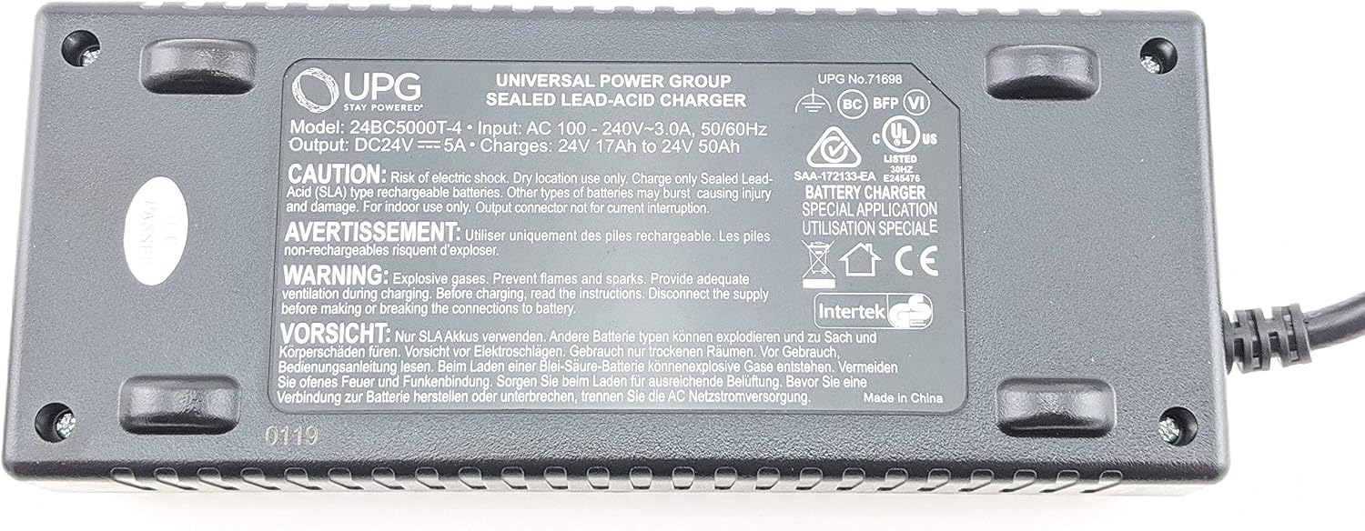 Pride Mobility Charger ELE1803474 - Fits Scooters and Power Wheelchairs - 24V 5A - UPG 24BC5000T-4 71698 Y