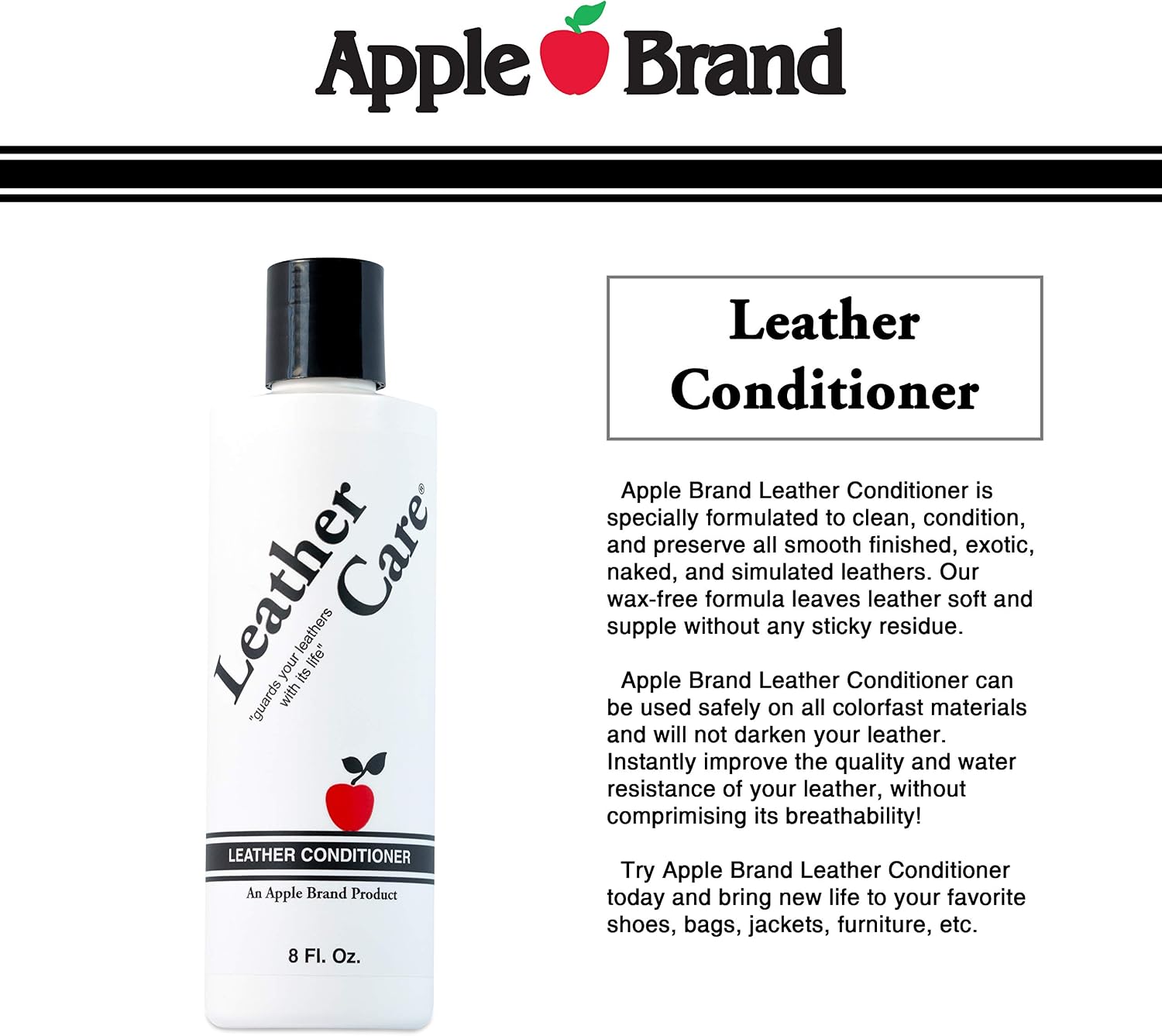 Apple Leather Care Leather Conditioner 8oz Bottle