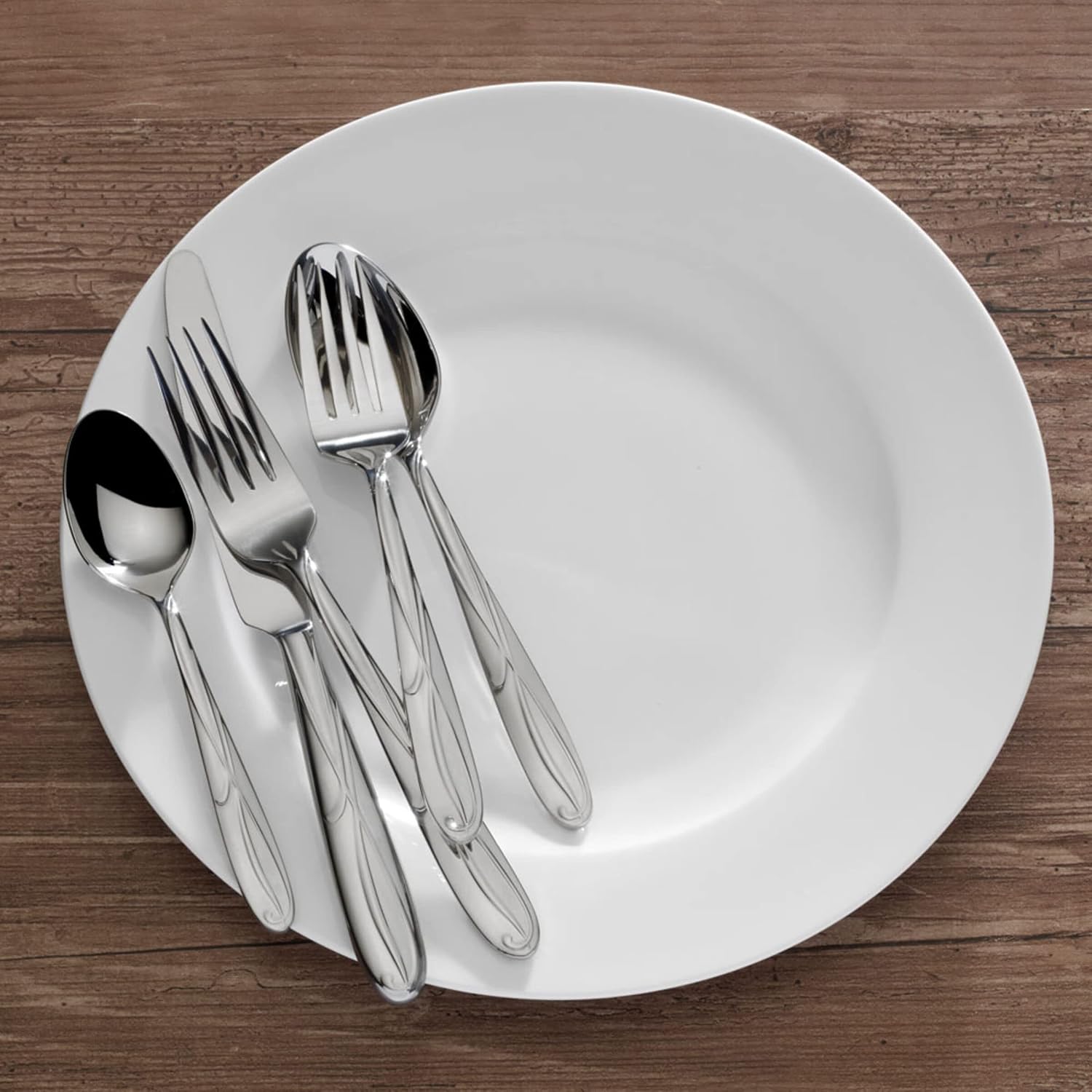 Mikasa, Virtuoso Frost Flatware Service for 12, 65 Piece Set, 18/10 Stainless Steel, Silverware Set with Serving Utensils