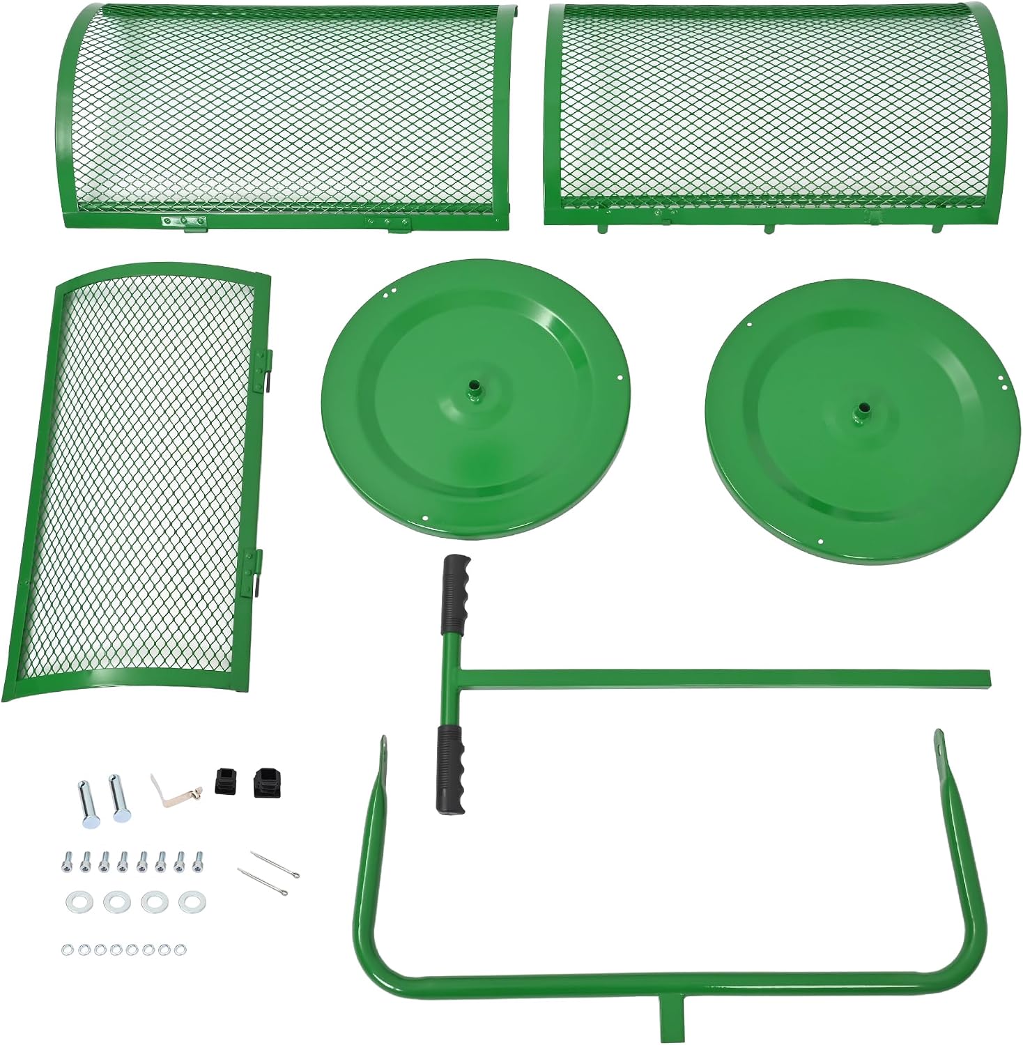 KUAFU 24" Compost Spreader Peat Moss Spreader T-Shaped Handle for Planting | Lawn and Garden Care Manual Spreaders Roller Green Powder Coated Mesh