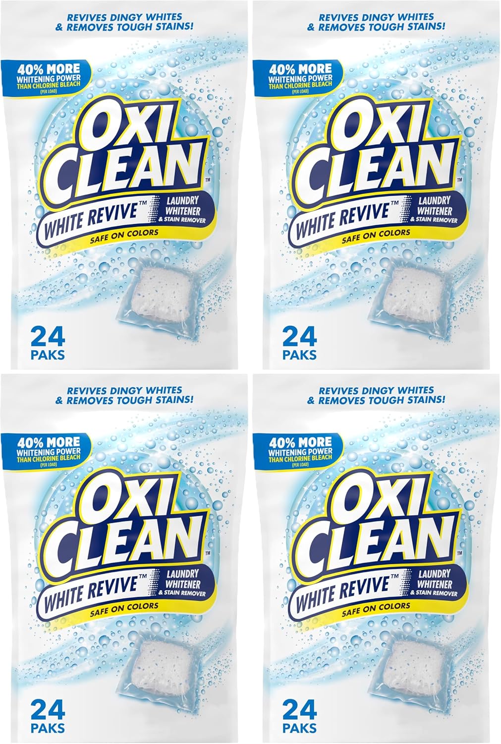 OxiClean White Revive Laundry Whitener and Stain Remover Power Paks, 24 Count
