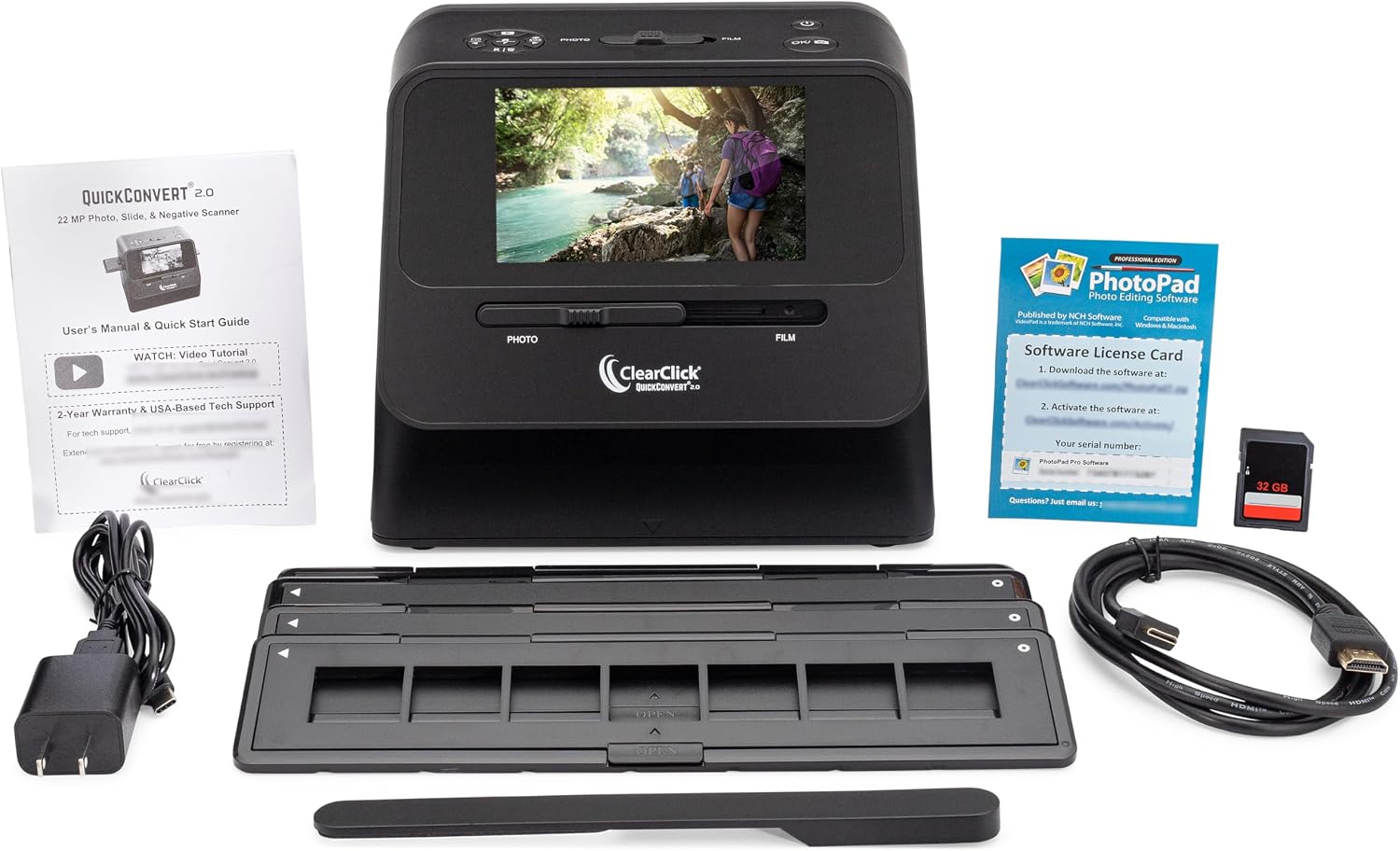 ClearClick QuickConvert 2.0 Photo, Slide, and Negative Scanner - Scan 4x6 Photos & 35mm, 110, 126 Film - No Computer Required - 22 MegaPixels