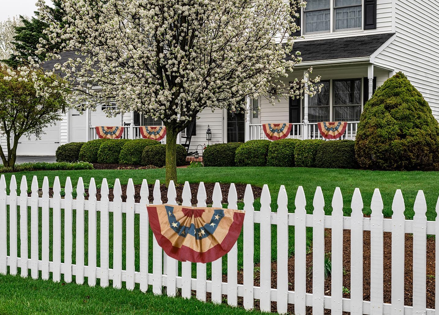 Briarwood Lane 4th of July Bunting 48" X 24 Tea Stained Patriotic For 4th of July Bunting