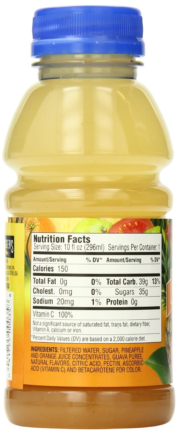 Langers Juice Cocktail, Pineapple Orange Guava, 10 Fl Oz (Pack of 12)