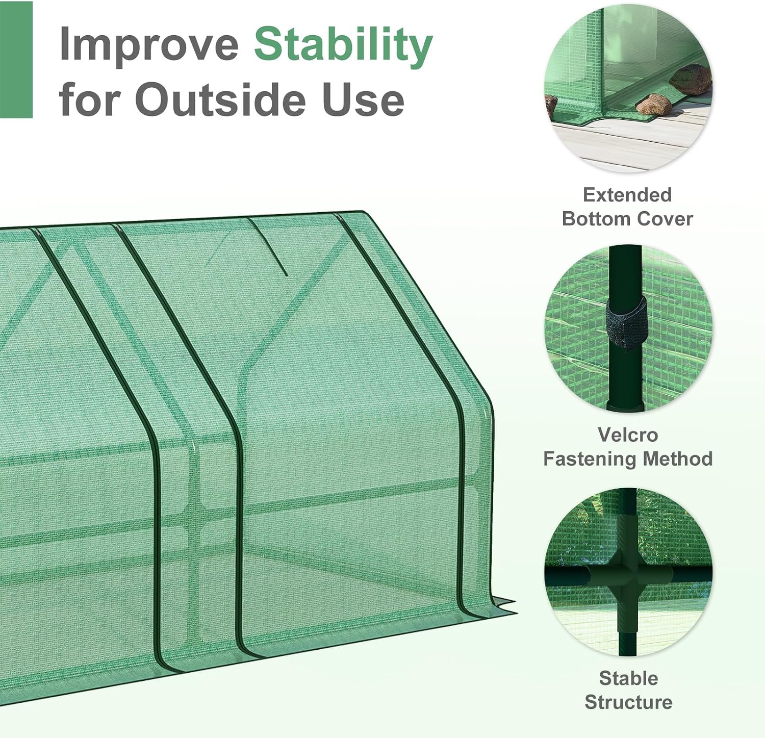 Aoodor 6 x 3 x 3 ft Mini Greenhouse with 2 Zipper Doors, Water-Resistant, UV-Protected for Flowers, Vegetables, and Herbs, Green