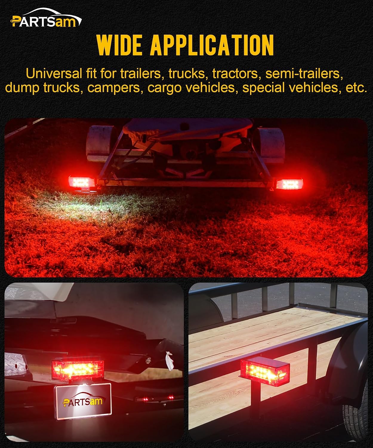 Partsam 12V LED Submersible Low Profile Rectangular Trailer Lights
