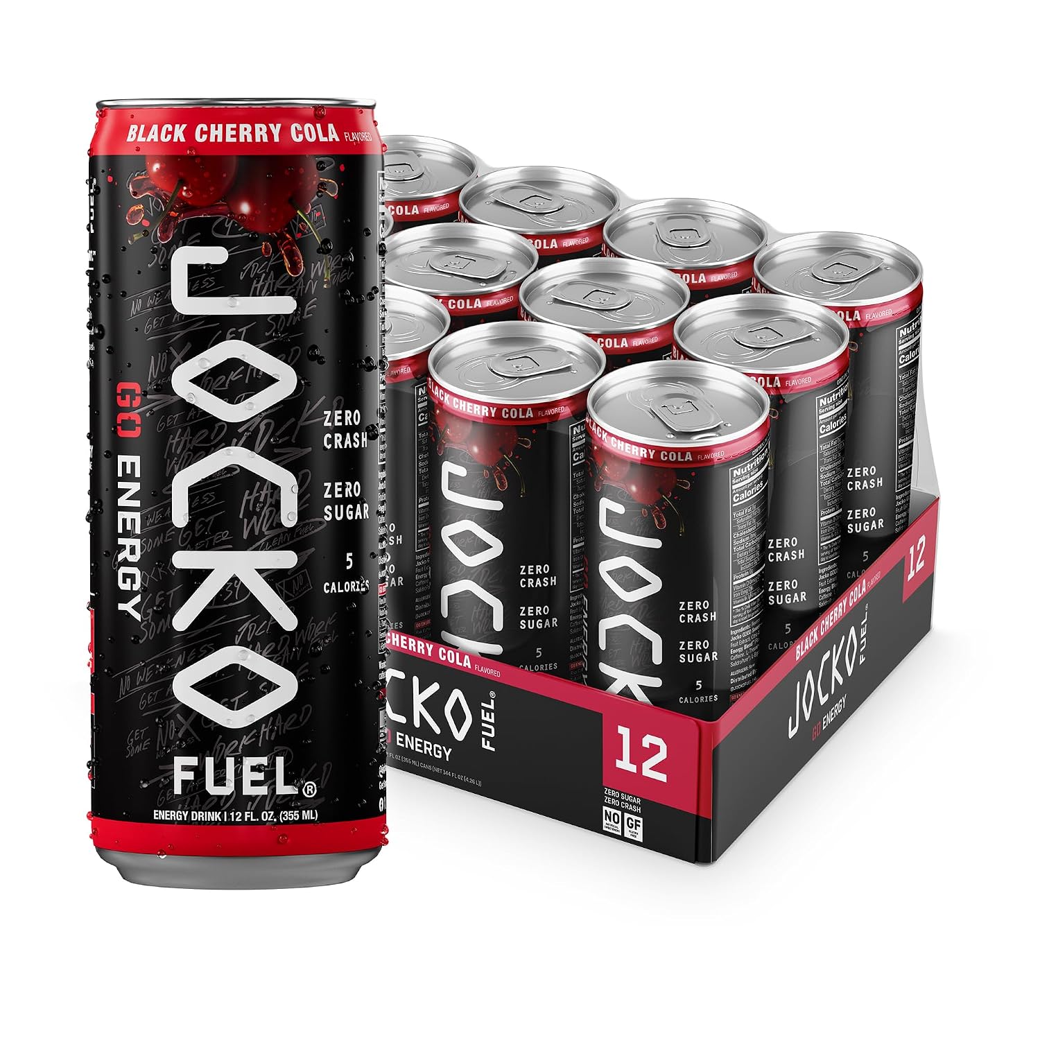 Jocko Fuel GO Energy Drinks, Sour Apple, 12 oz | 12 Pack