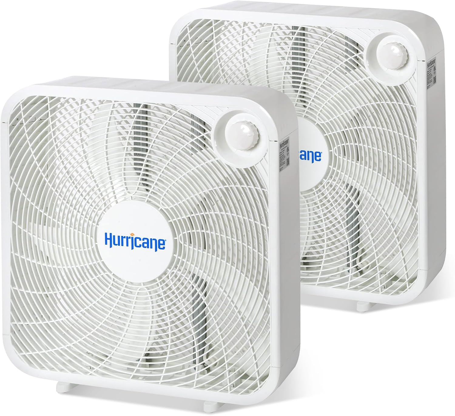 Hurricane Classic Floor Box Fan with 3 Speed Settings, White - 20in | Corded Portable Electric Air Cooling Unit w/ Powerful 2400 CFM Airflow for Home, Garage, Office, Bedroom & Basement