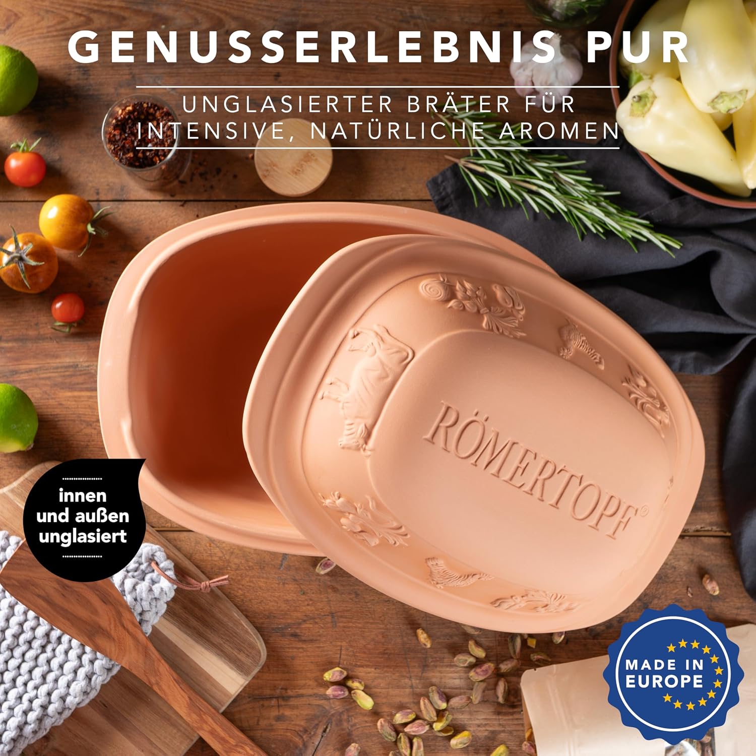 Römertopf Rustico unglazed, Ceramic, Terracotta, 3 litres