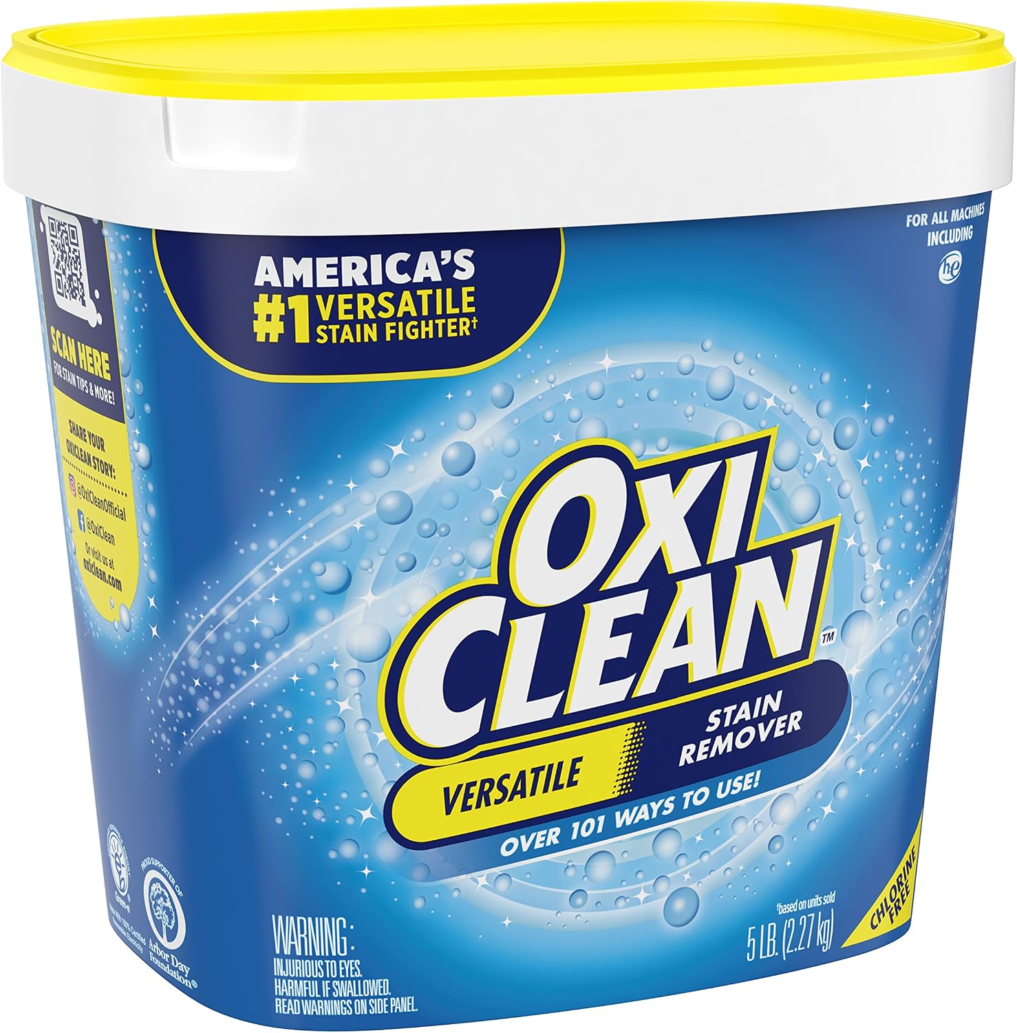 OxiClean Versatile Stain Remover Powder, 5 lb | 101+ Household Uses, Tough Stain Removal, Laundry Booster, Multi-Surface Cleaning, Color Safe, Chlorine Free