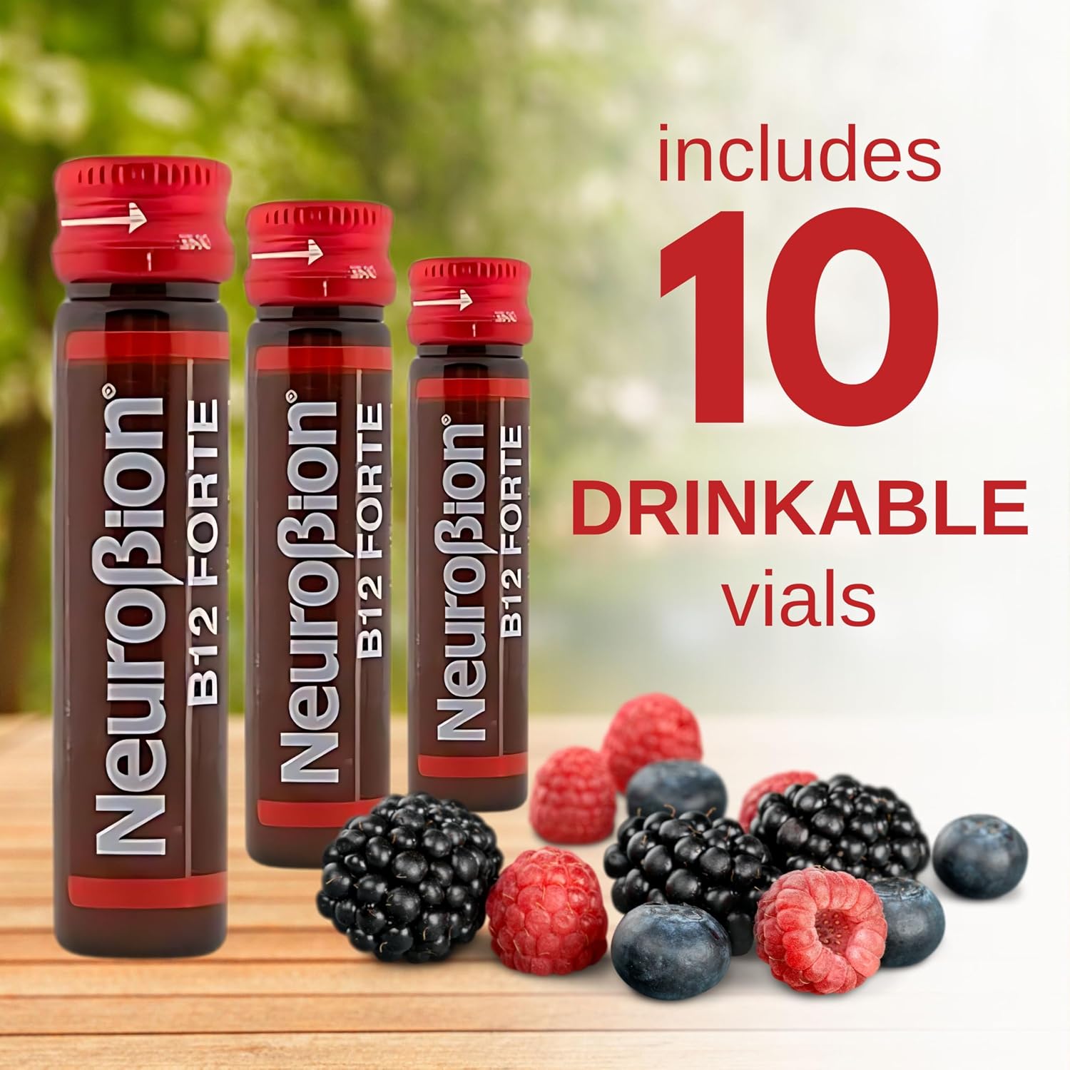 Neurobion Forte Vitamin B12 Methylcobalamin B6 B2 Niacin Liquid Shots Daily Energy & Nervous System Support Complex Easy Oral Drinkable10 Vials