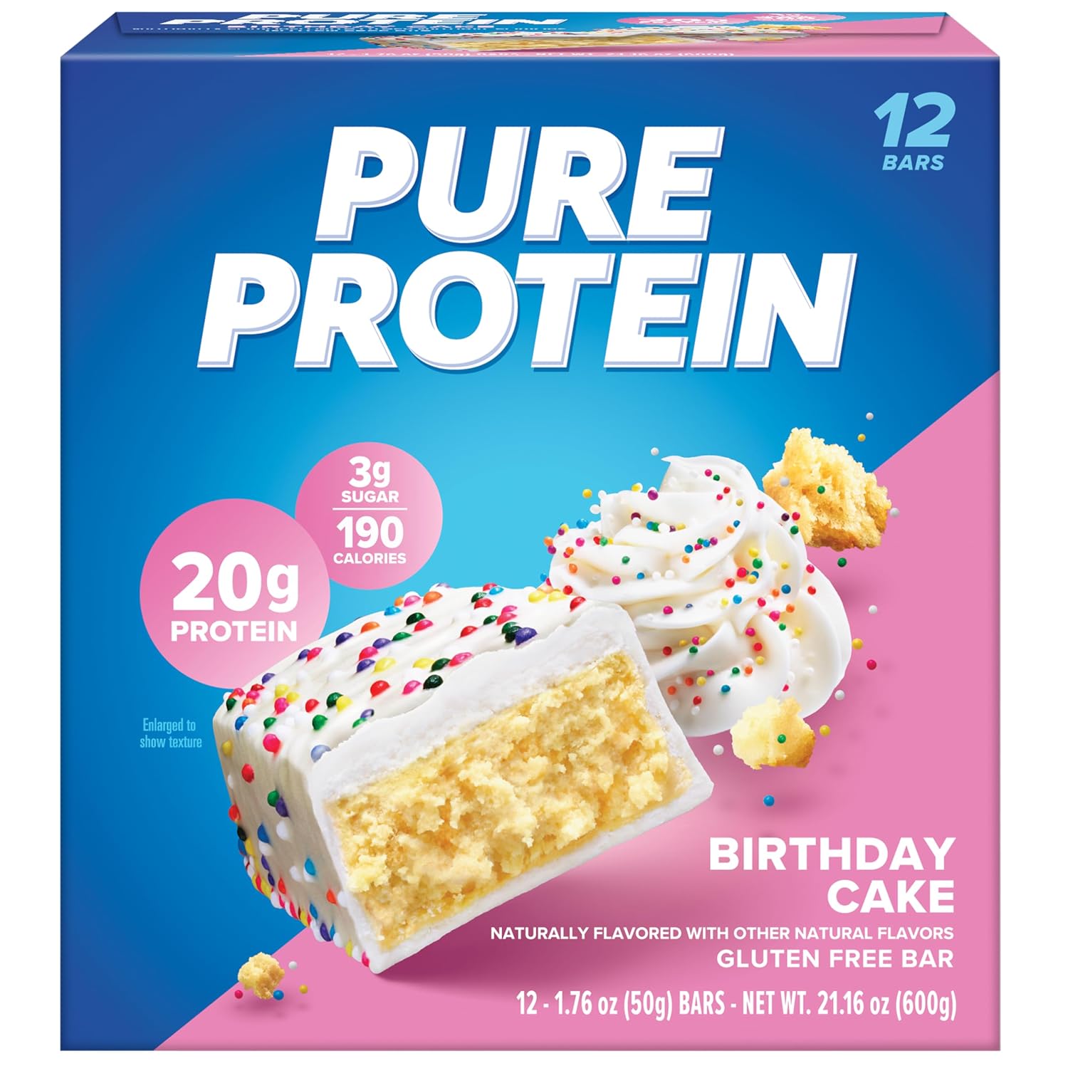 Pure Protein Chocolate Deluxe Protein Bars, 21g Protein, Gluten Free, 12 Ct